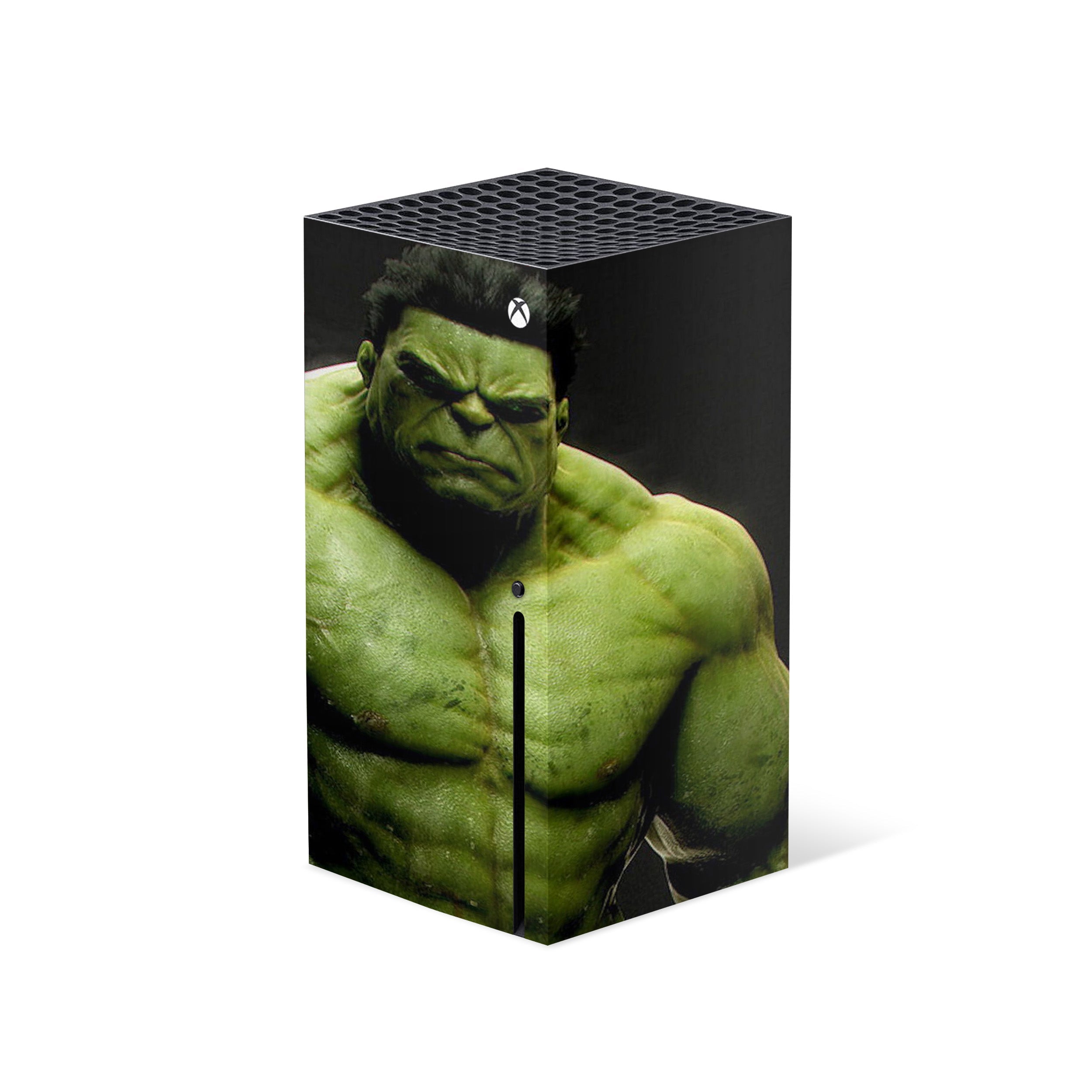 A video game skin featuring a Marvel Comics Hulk design for the Xbox Series X.