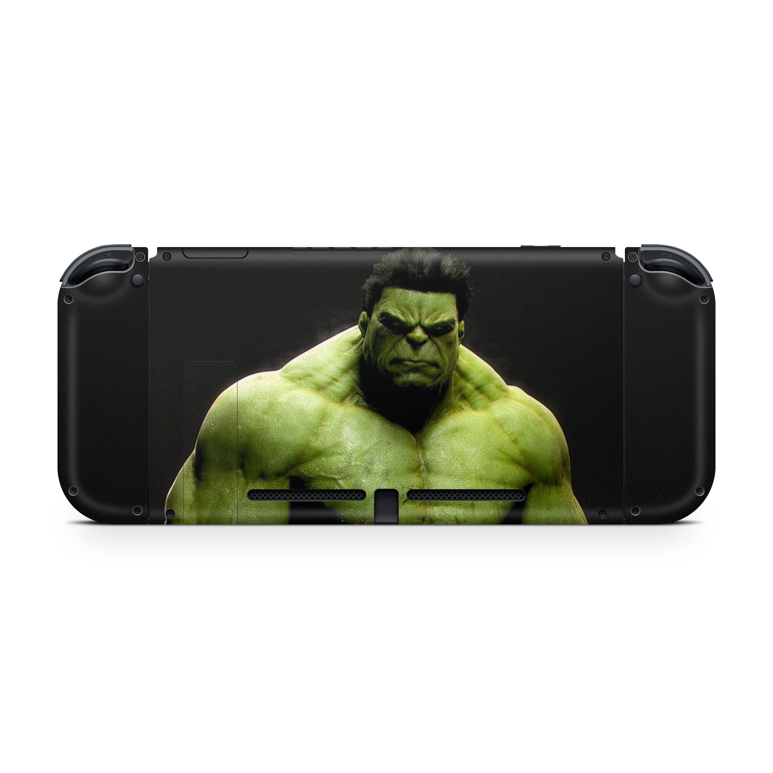 A video game skin featuring a Marvel Comics Hulk design for the Nintendo Switch.
