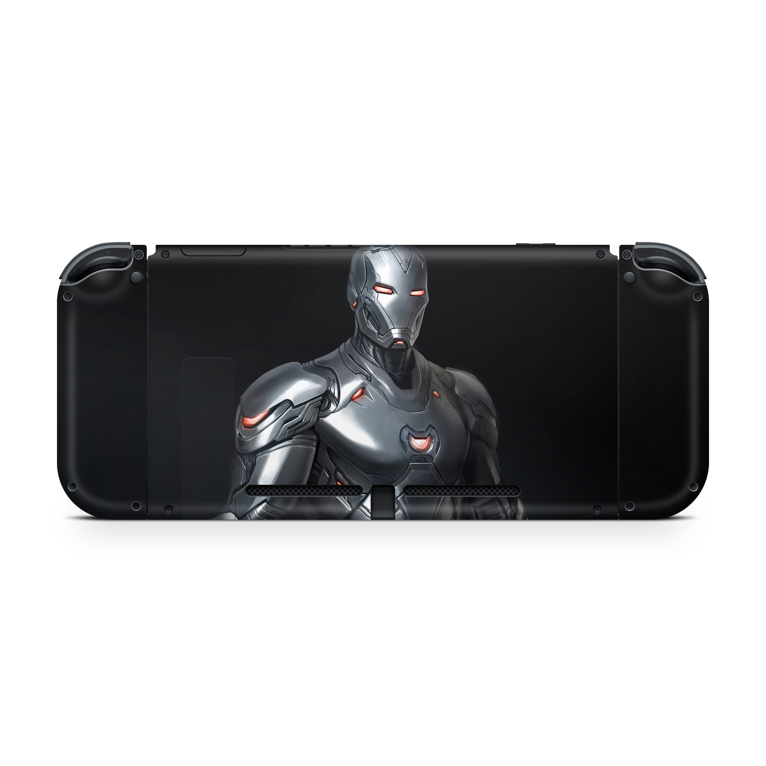 A video game skin featuring a Marvel Comics Iron Man design for the Nintendo Switch.