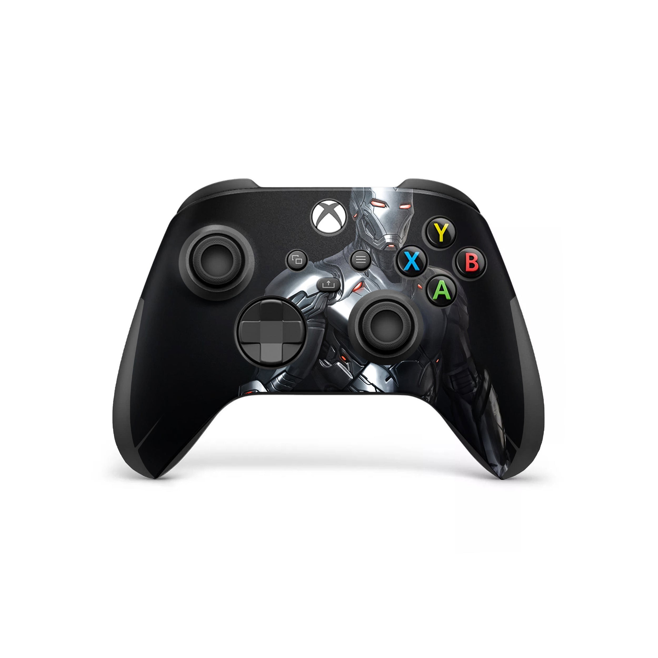 A video game skin featuring a Marvel Comics Iron Man design for the Xbox Wireless Controller.