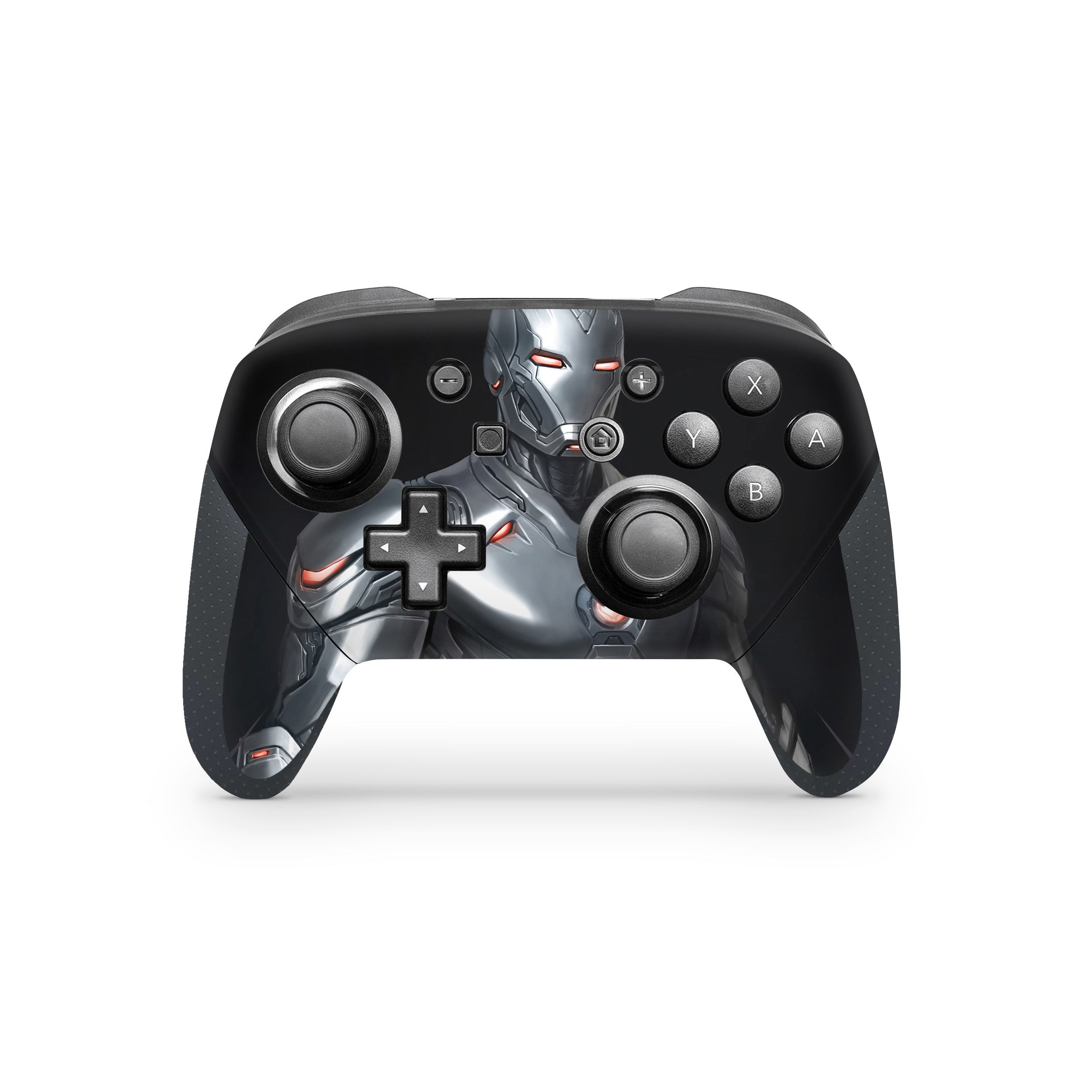 A video game skin featuring a Marvel Comics Iron Man design for the Switch Pro Controller.