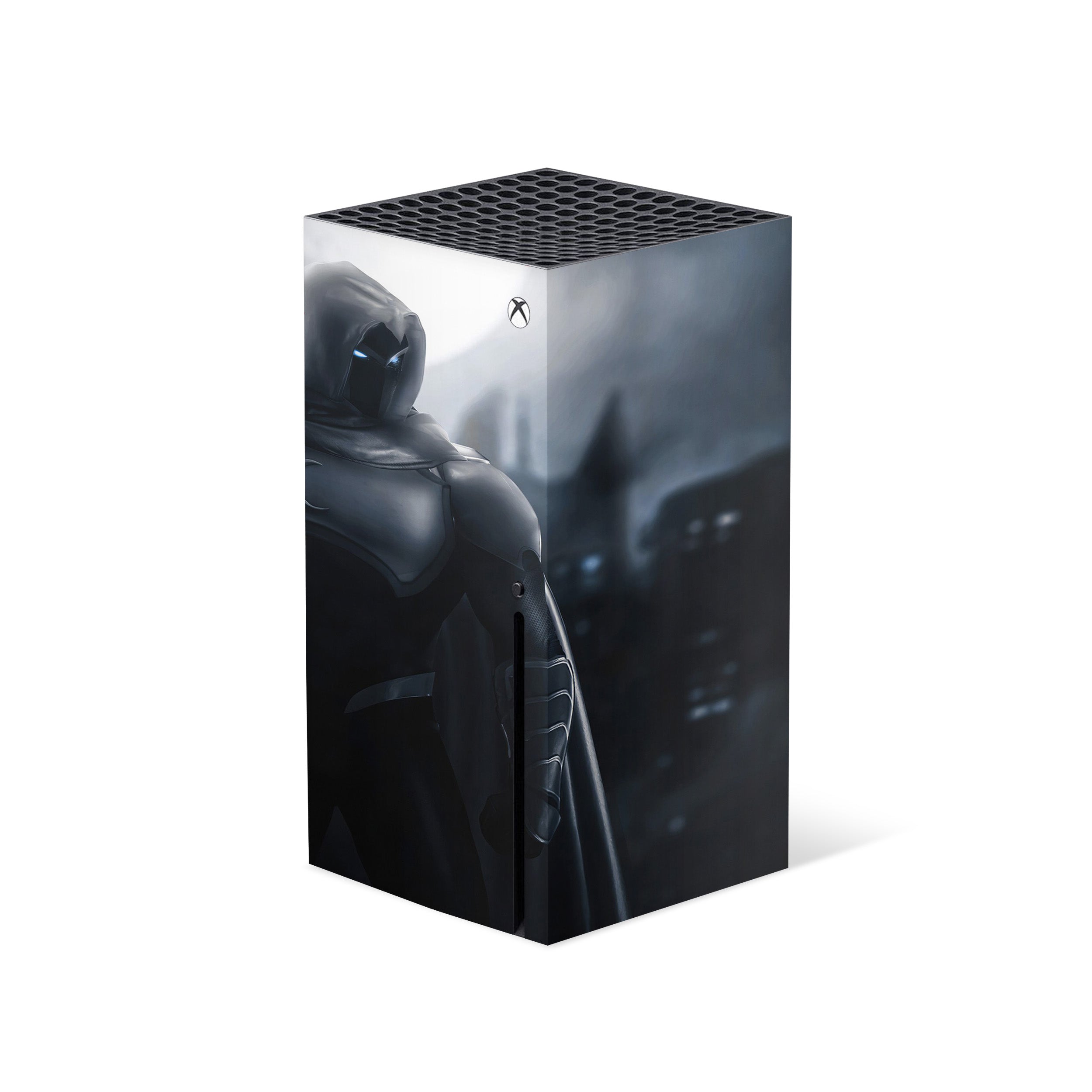A video game skin featuring a Marvel Comics Moon Knight design for the Xbox Series X.