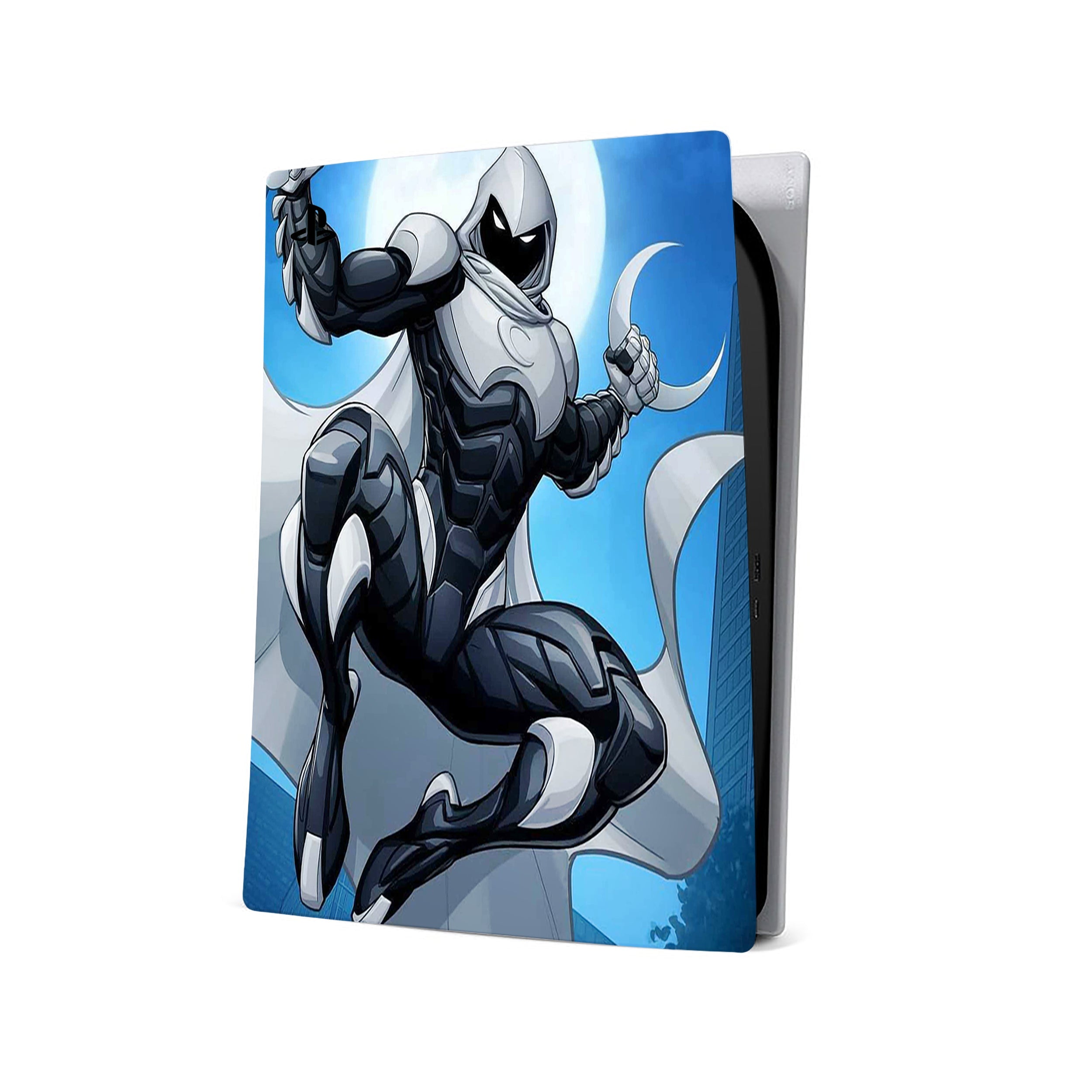 A video game skin featuring a Marvel Comics Moon Knight design for the PS5.