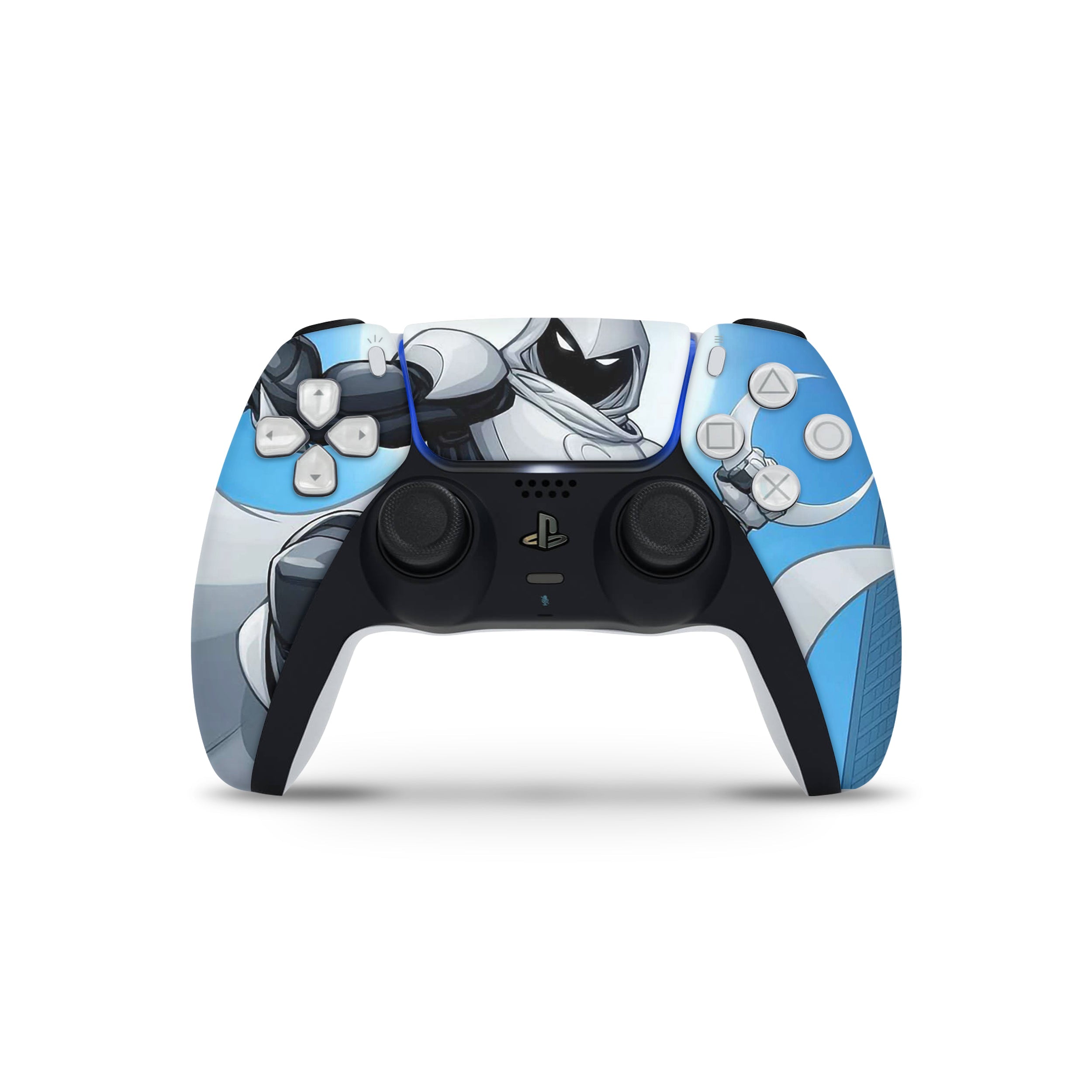 A video game skin featuring a Marvel Comics Moon Knight design for the PS5 DualSense Controller.