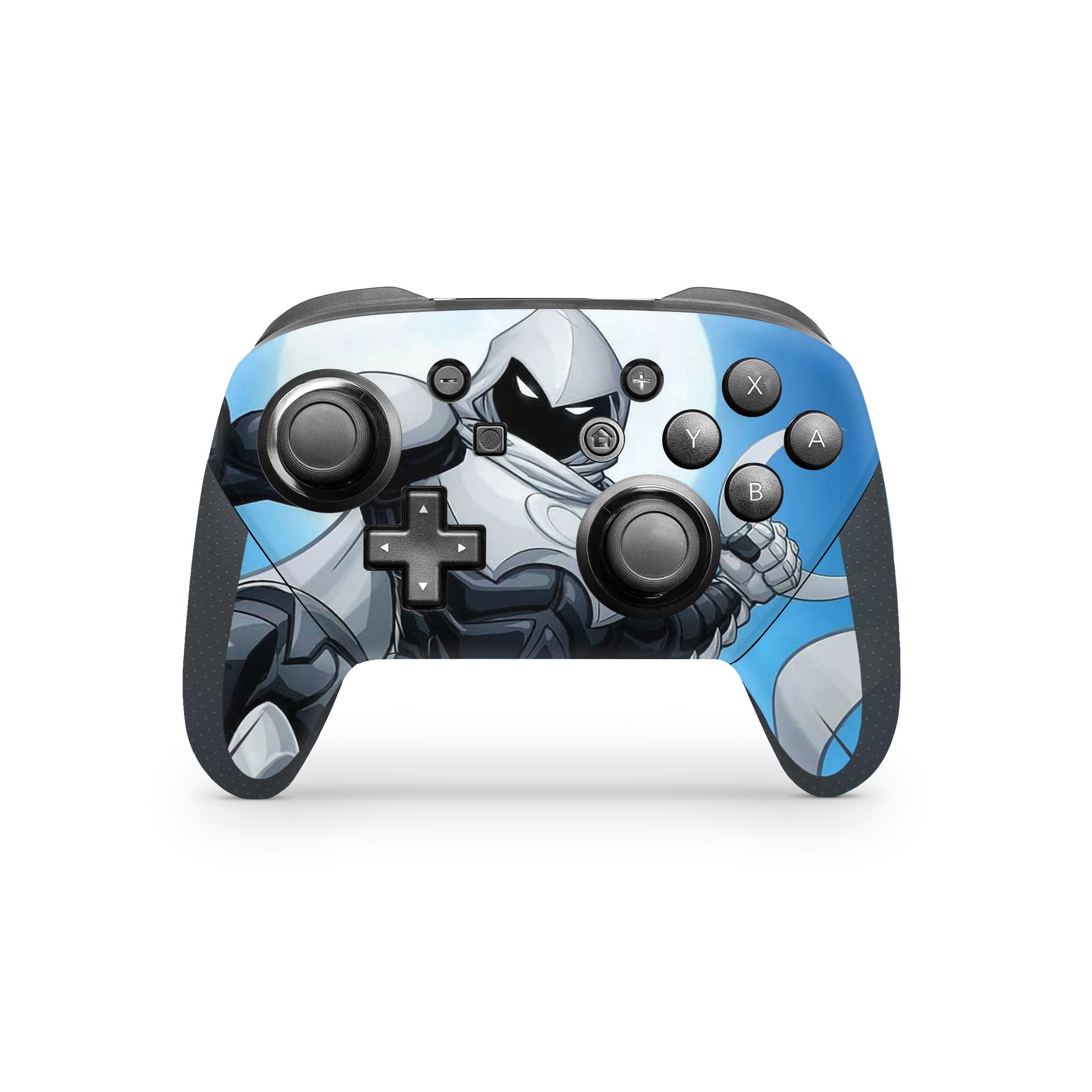 A video game skin featuring a Marvel Comics Moon Knight design for the Switch Pro Controller.