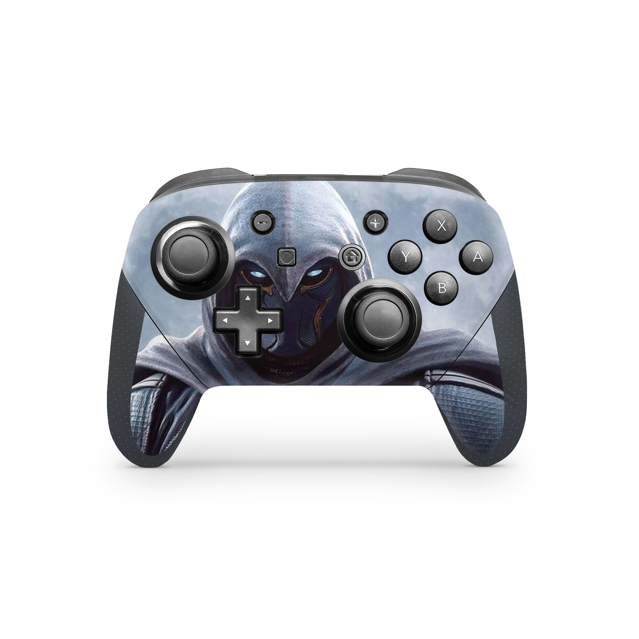 A video game skin featuring a Marvel Comics Moon Knight design for the Switch Pro Controller.