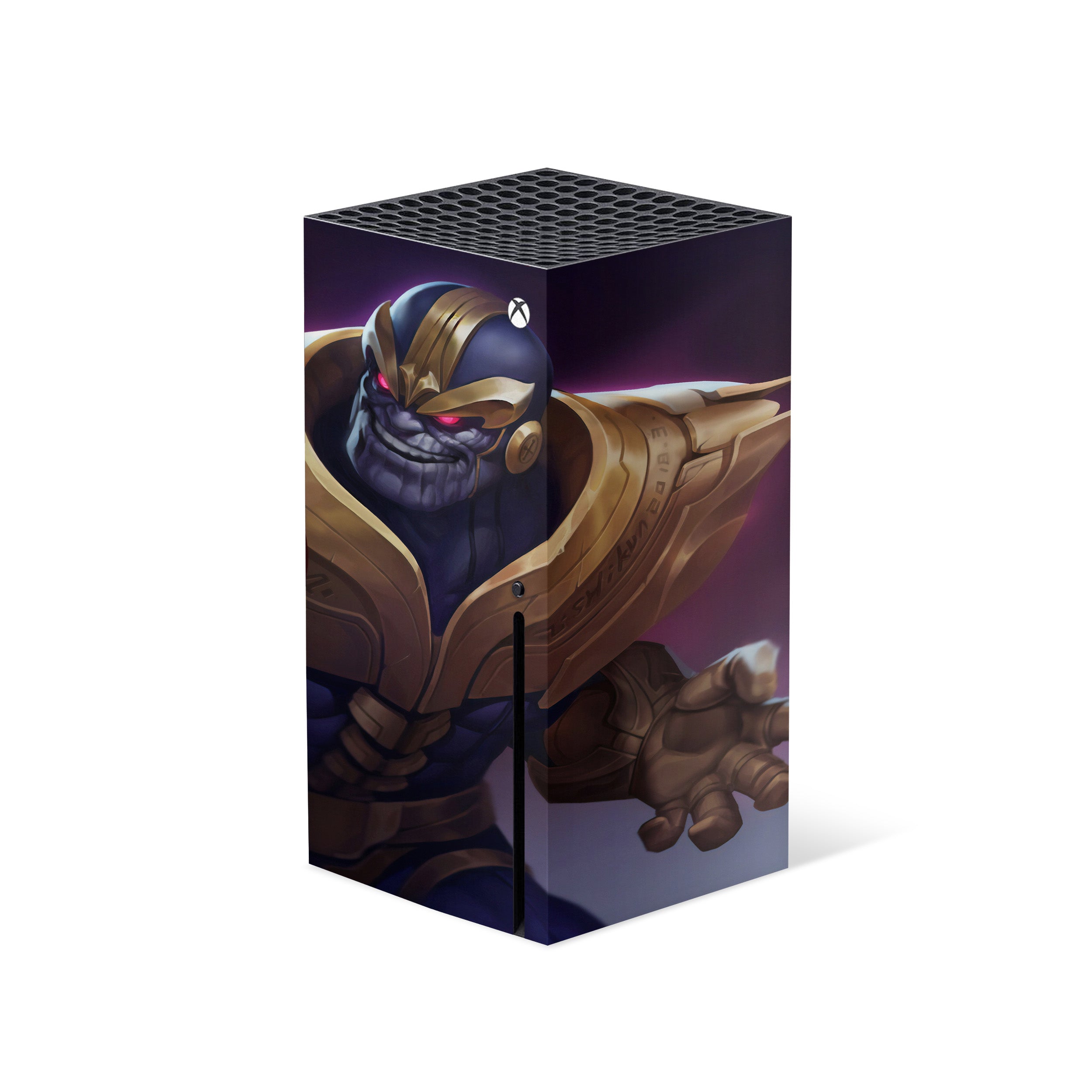 A video game skin featuring a Marvel Comics Thanos design for the Xbox Series X.