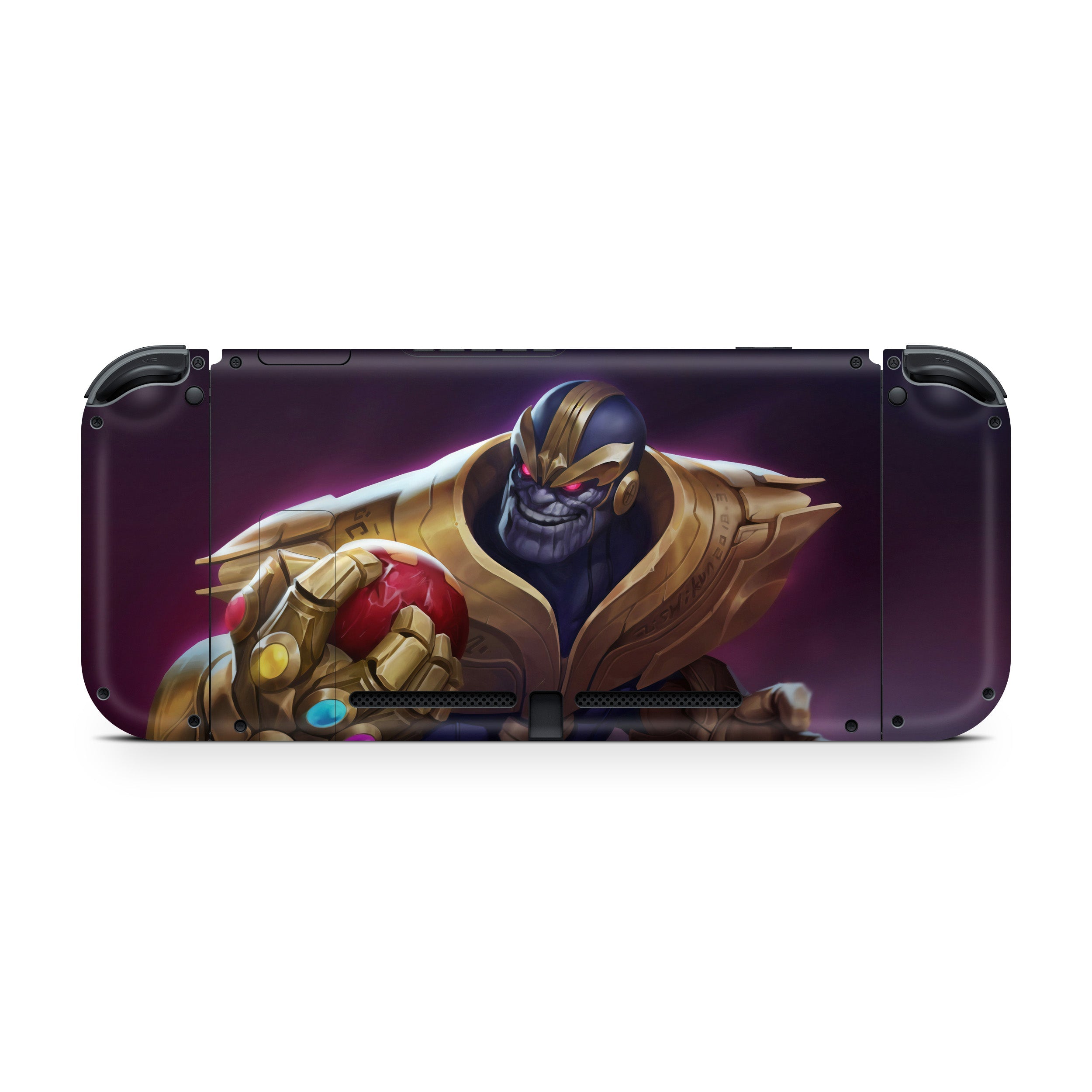 A video game skin featuring a Marvel Comics Thanos design for the Nintendo Switch.