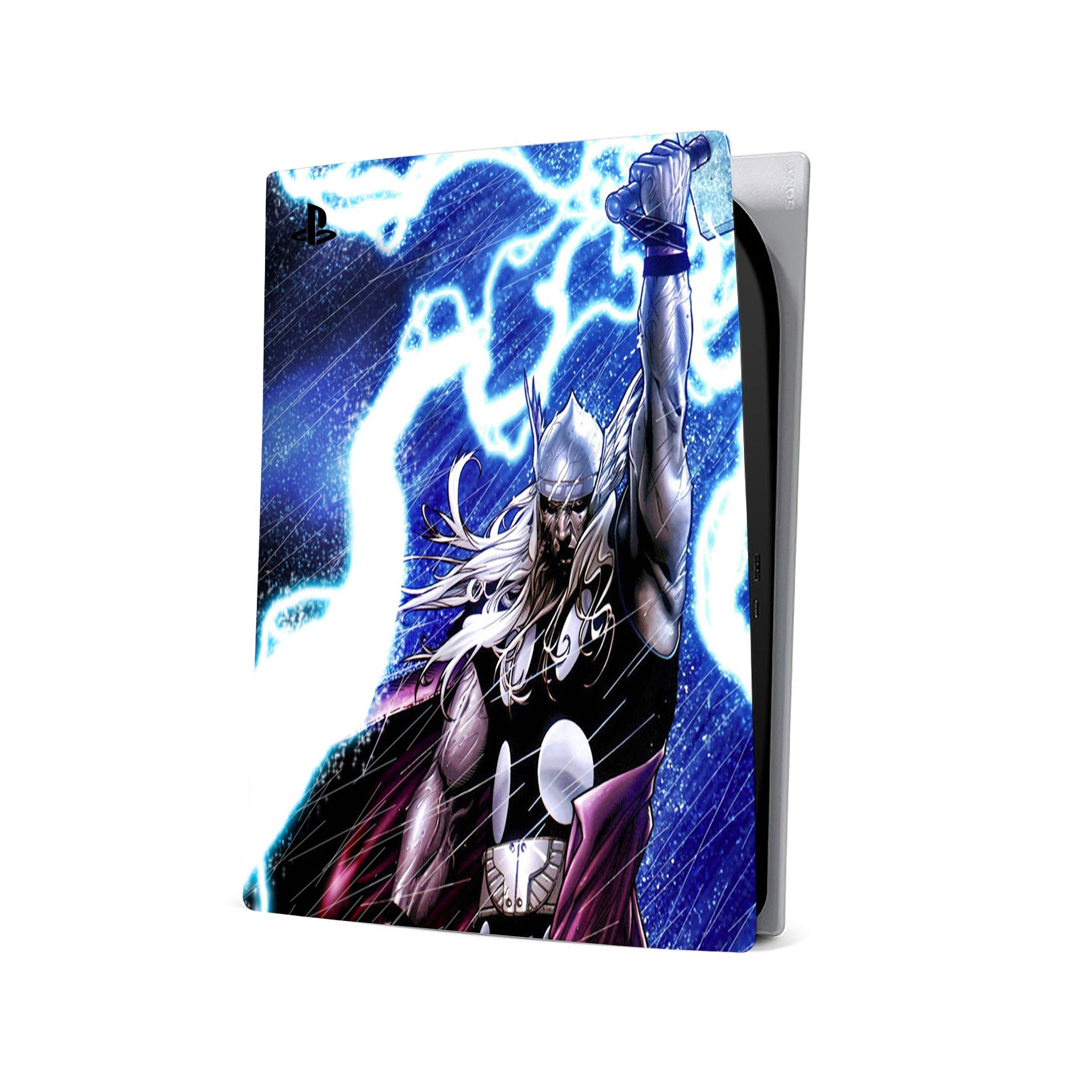 A video game skin featuring a Marvel Comics Thor design for the PS5.