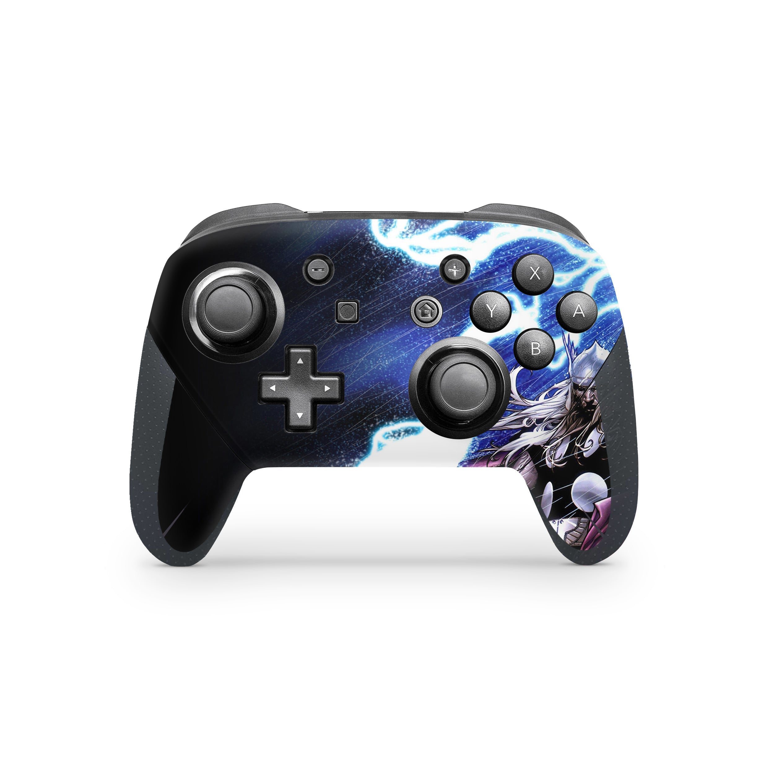 A video game skin featuring a Marvel Comics Thor design for the Switch Pro Controller.