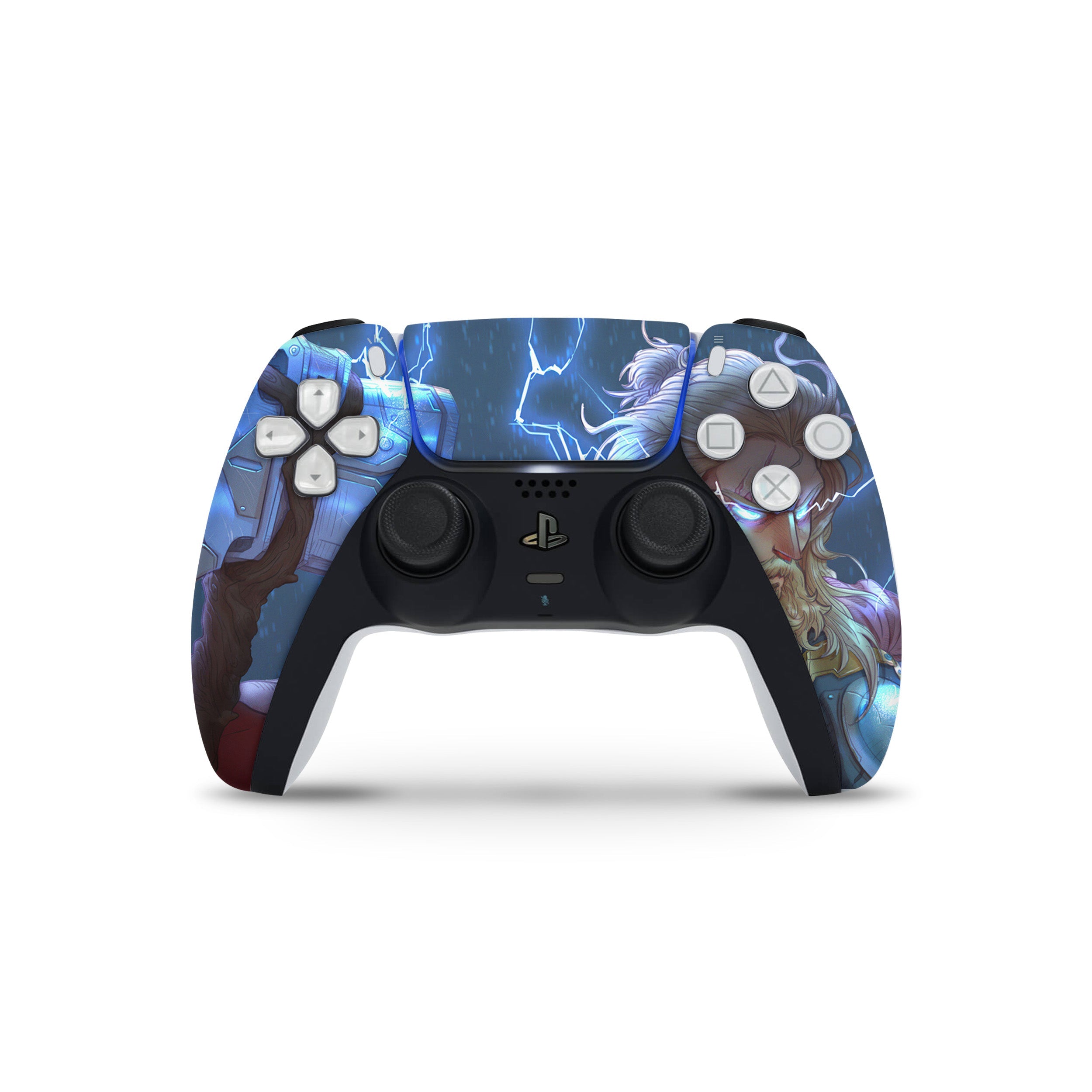 A video game skin featuring a Marvel Comics Thor design for the PS5 DualSense Controller.