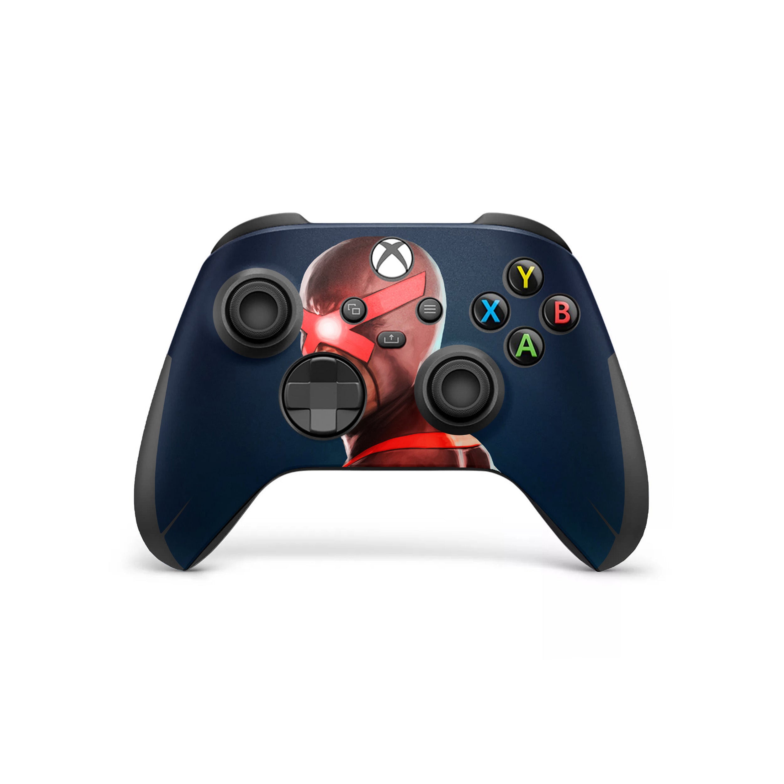 A video game skin featuring a Marvel Comics X Men Cyclops design for the Xbox Wireless Controller.