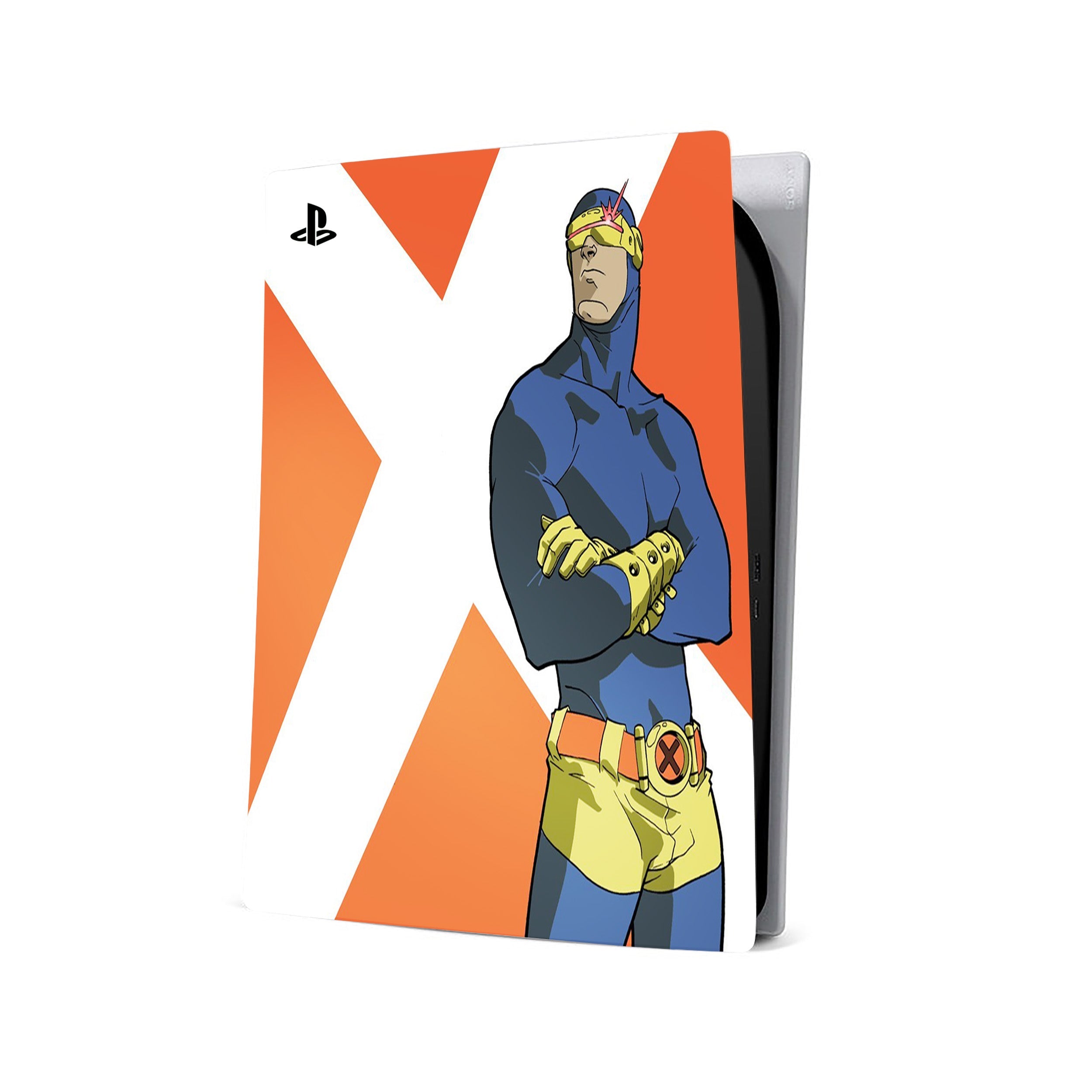 A video game skin featuring a Marvel Comics X Men Cyclops design for the PS5.