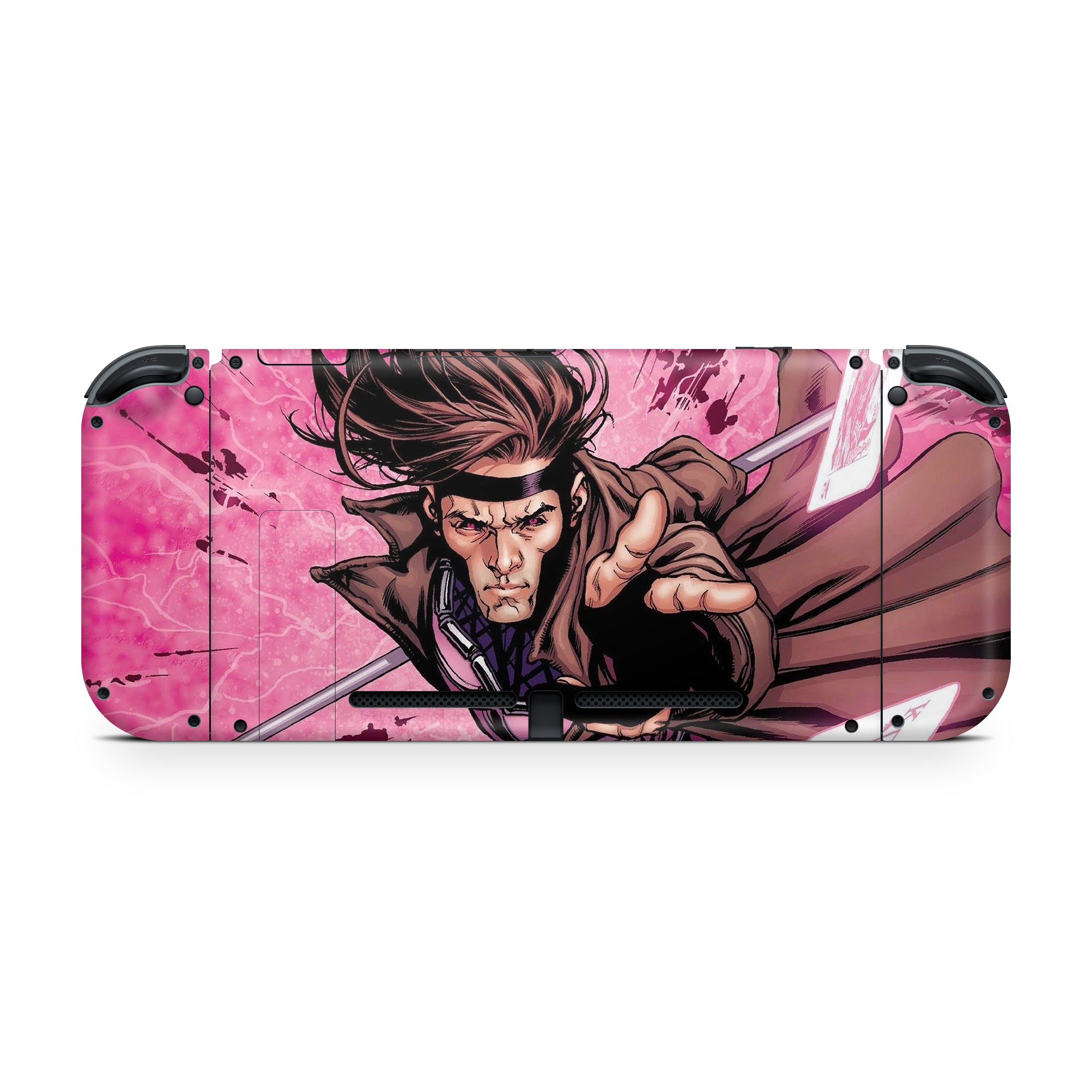 A video game skin featuring a Marvel Comics X Men Gambit design for the Nintendo Switch.