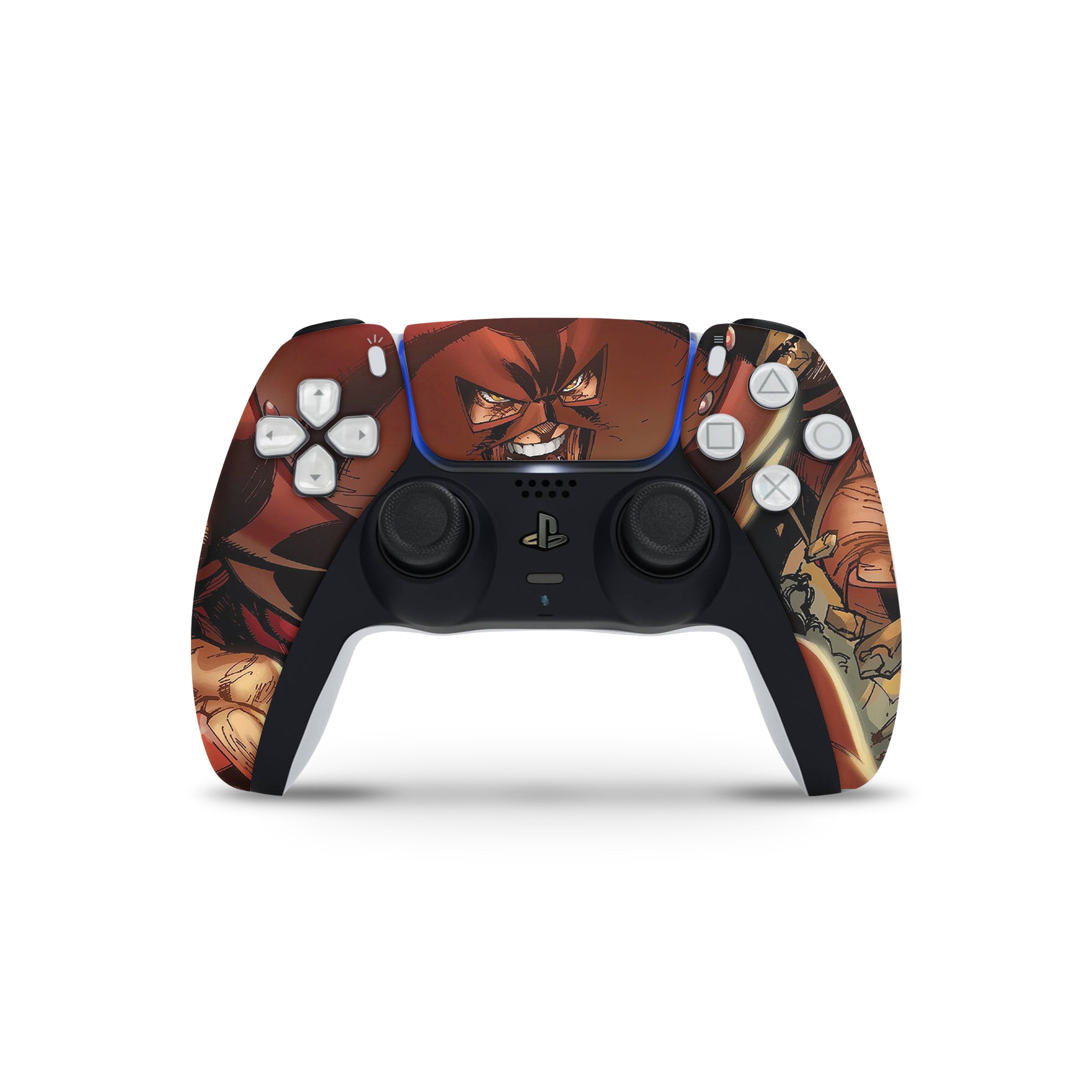 A video game skin featuring a Marvel Comics X Men Juggernaut design for the PS5 DualSense Controller.