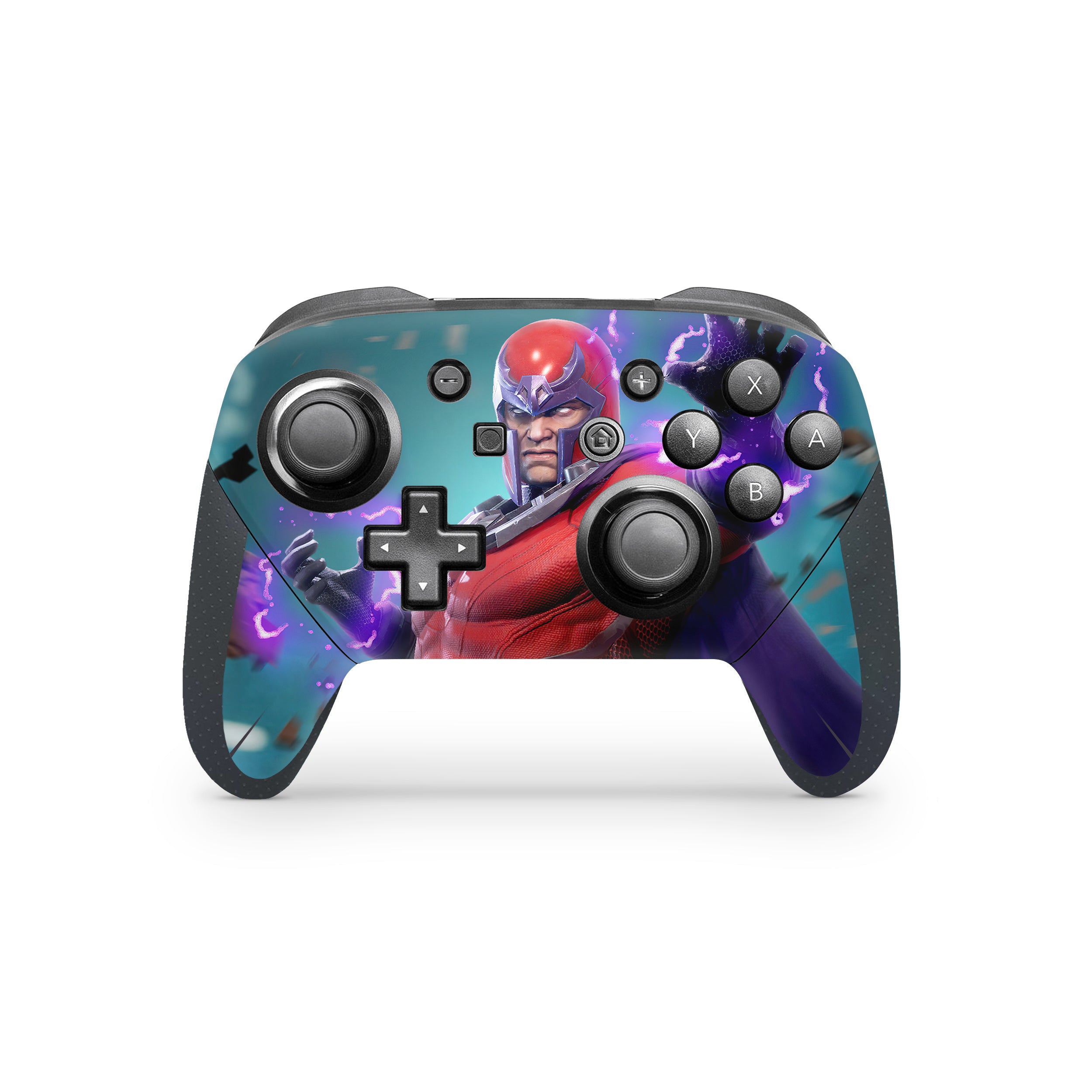 A video game skin featuring a Marvel Comics X Men Magneto design for the Switch Pro Controller.