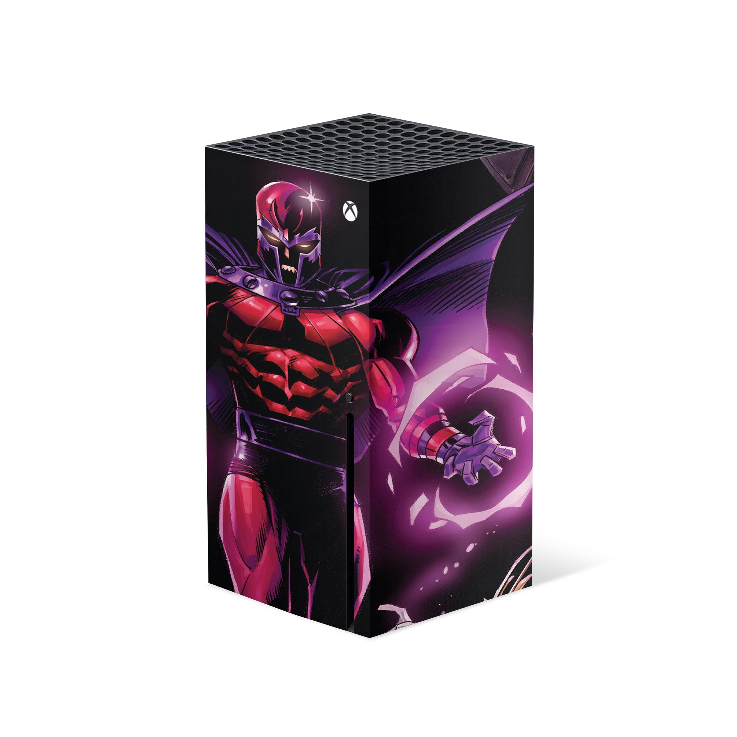 A video game skin featuring a Marvel Comics X Men Magneto design for the Xbox Series X.