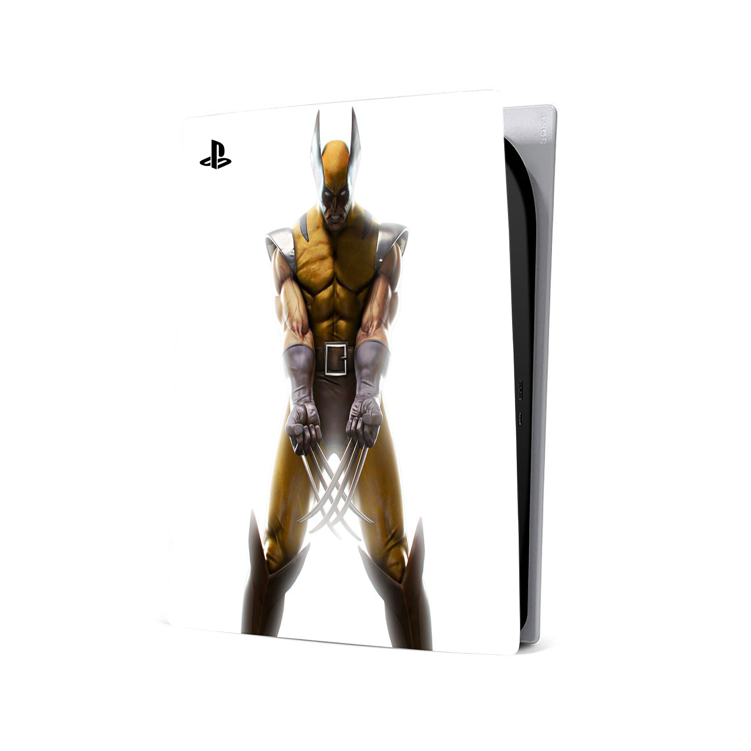 A video game skin featuring a Marvel Comics X Men Wolverine design for the PS5.