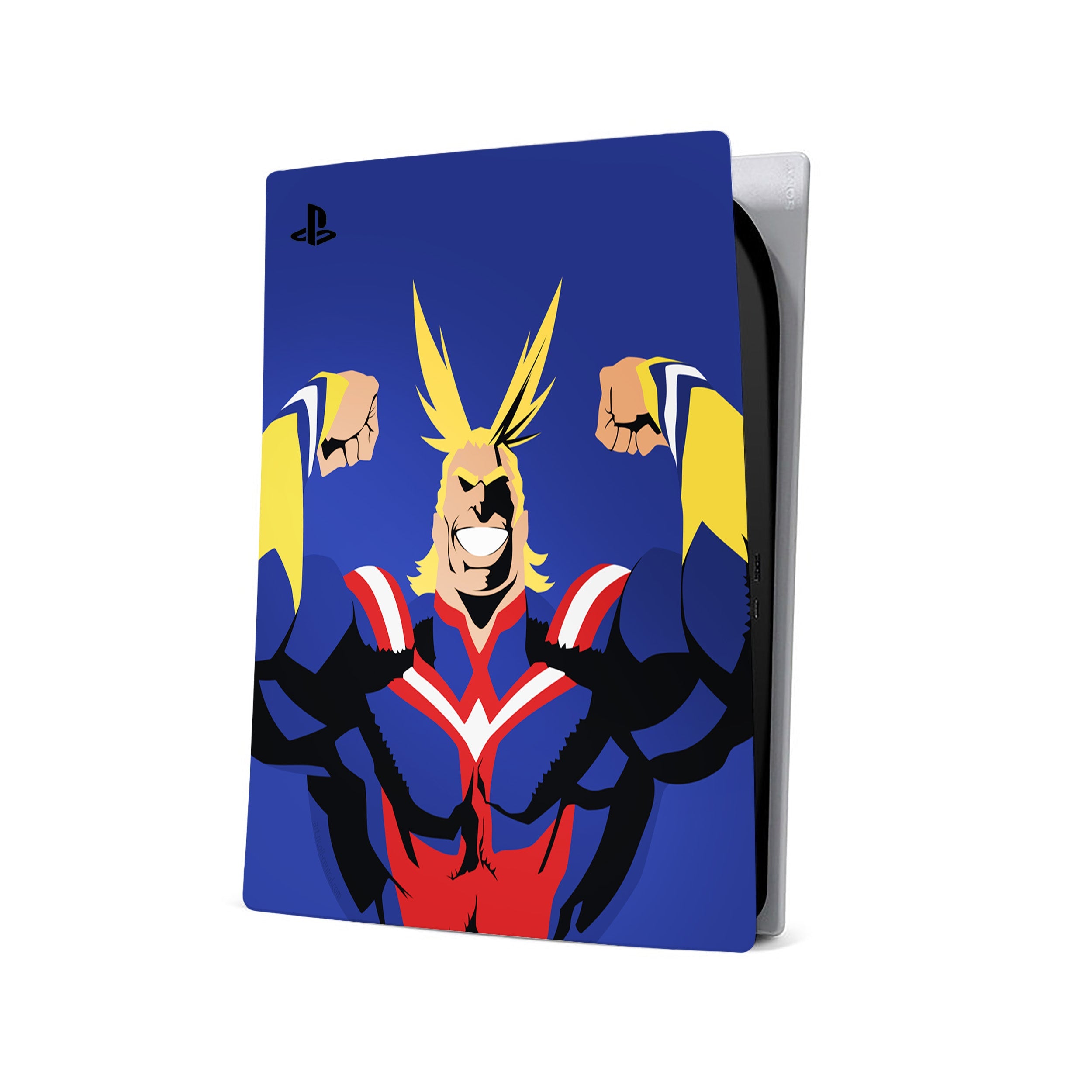 A video game skin featuring a My Hero Academia All Might design for the PS5.