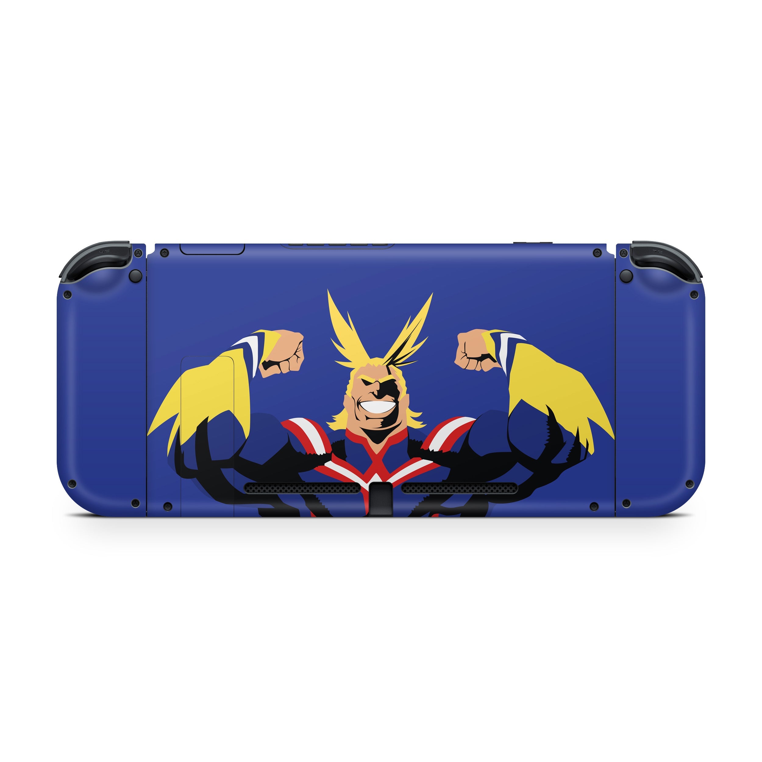 A video game skin featuring a My Hero Academia All Might design for the Nintendo Switch.