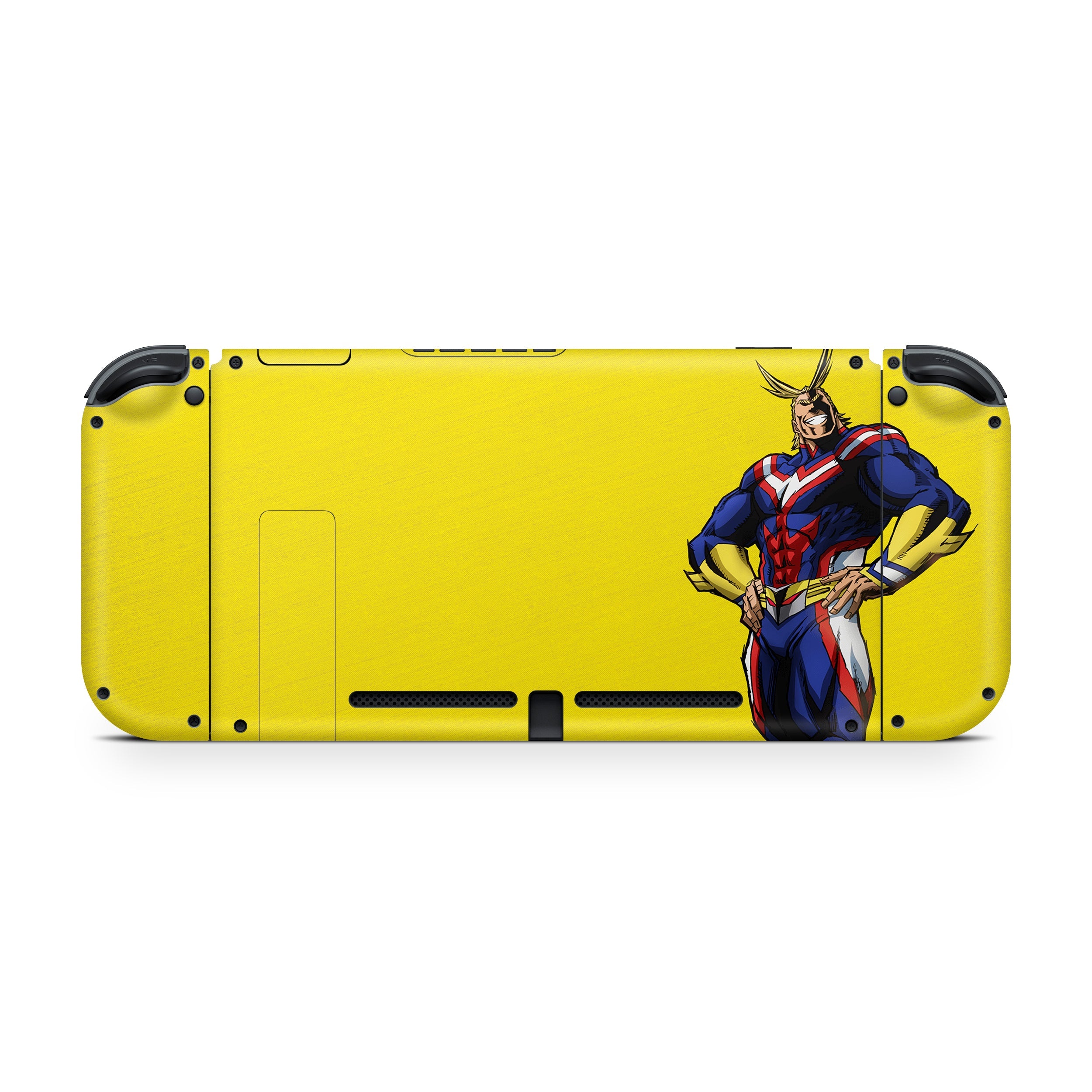 A video game skin featuring a My Hero Academia All Might design for the Nintendo Switch.