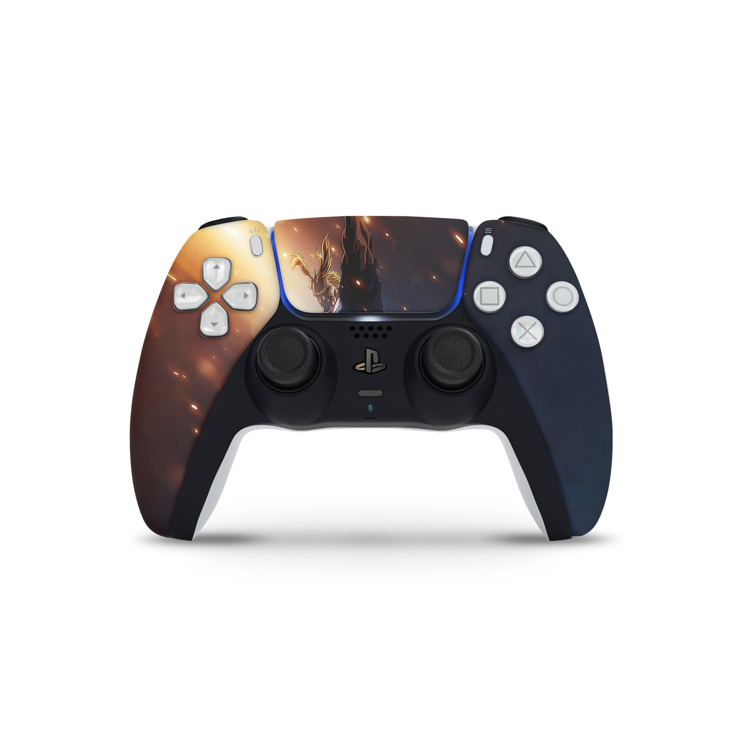 A video game skin featuring a My Hero Academia All Might design for the PS5 DualSense Controller.