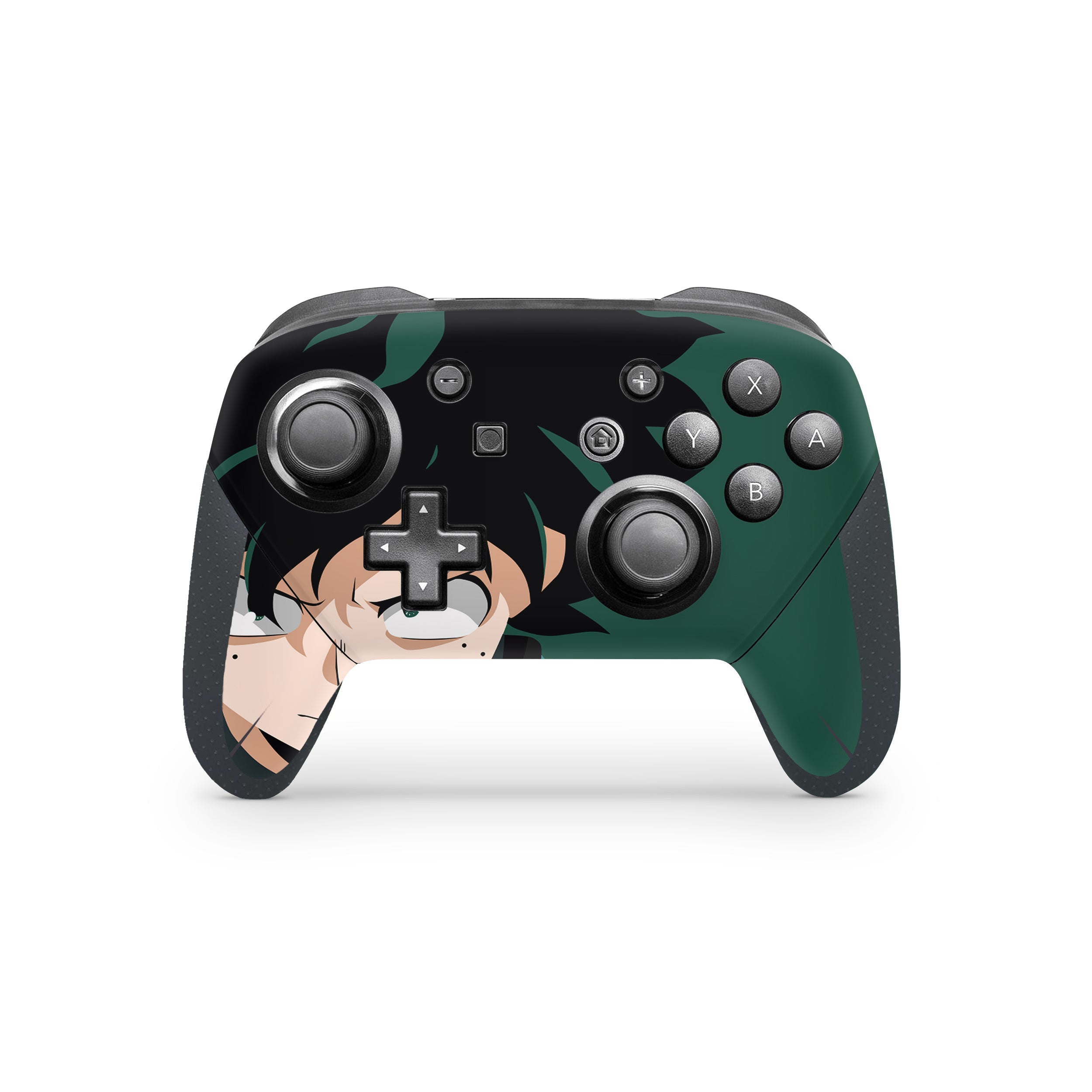 A video game skin featuring a My Hero Academia Izuku Midoriya design for the Switch Pro Controller.