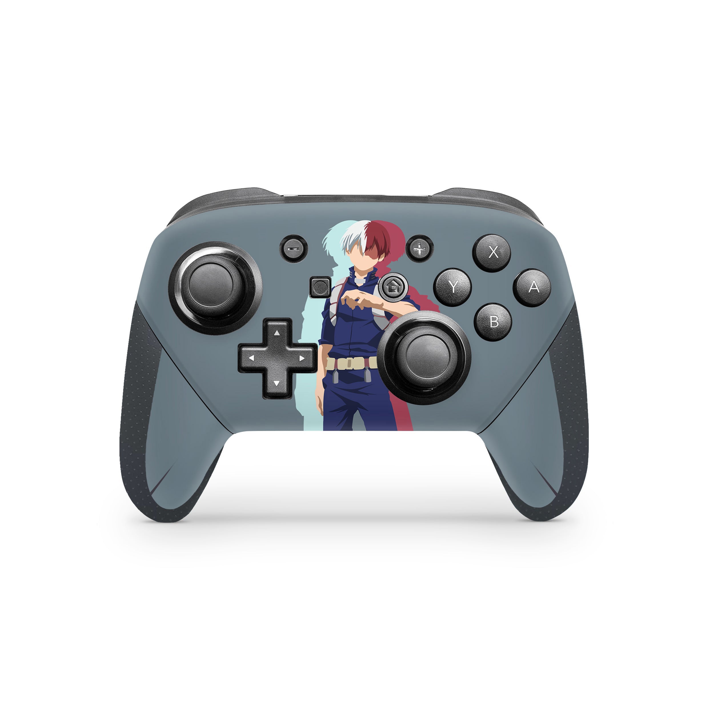 A video game skin featuring a My Hero Academia Shoto Todoroki design for the Switch Pro Controller.