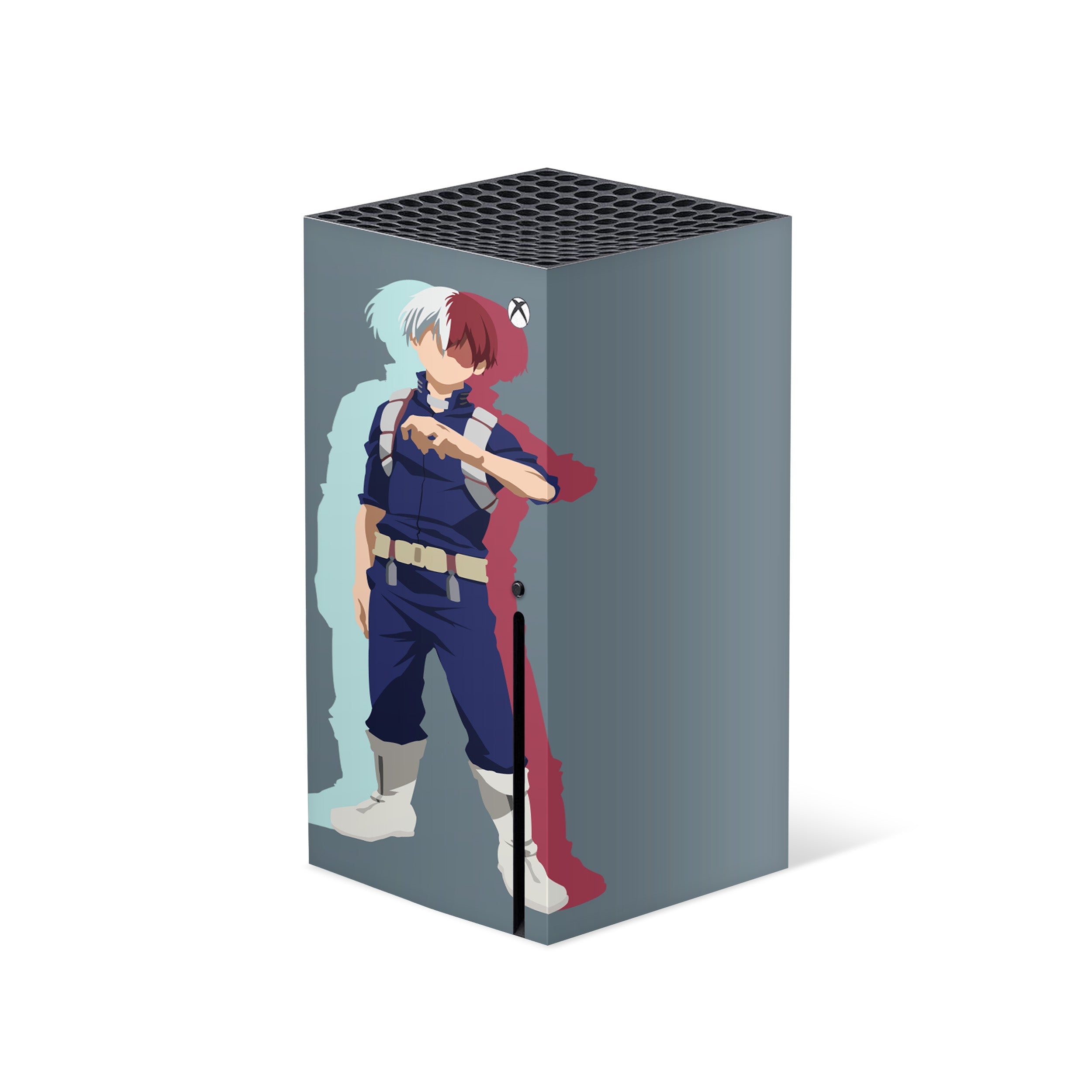 A video game skin featuring a My Hero Academia Shoto Todoroki design for the Xbox Series X.