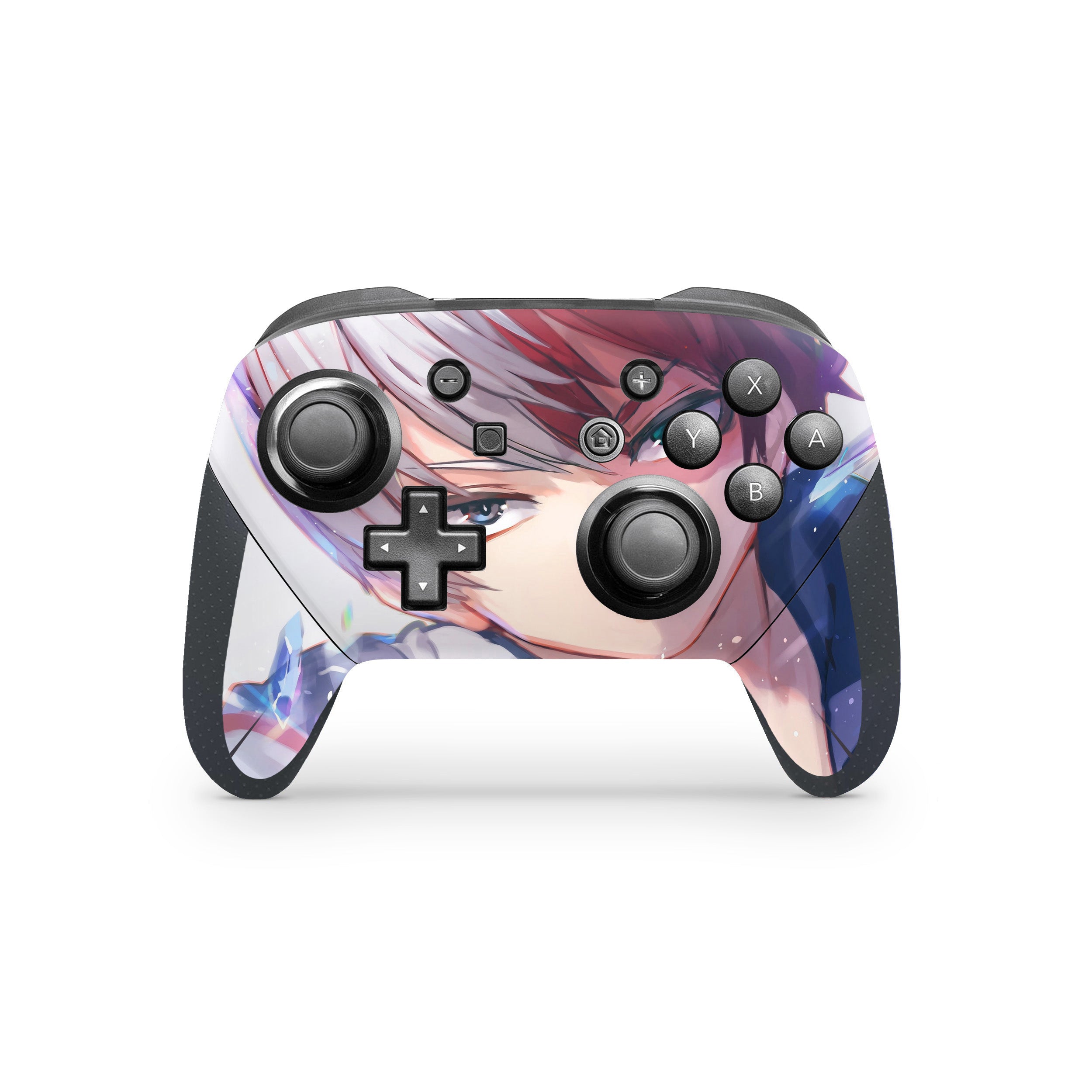 A video game skin featuring a My Hero Academia Shoto Todoroki design for the Switch Pro Controller.