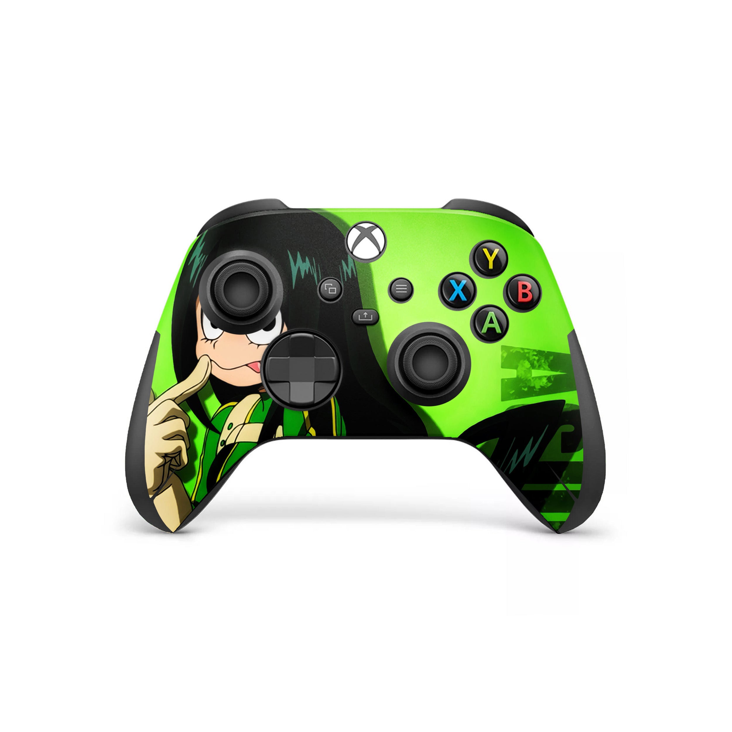 A video game skin featuring a My Hero Academia Tsuyu Asui design for the Xbox Wireless Controller.