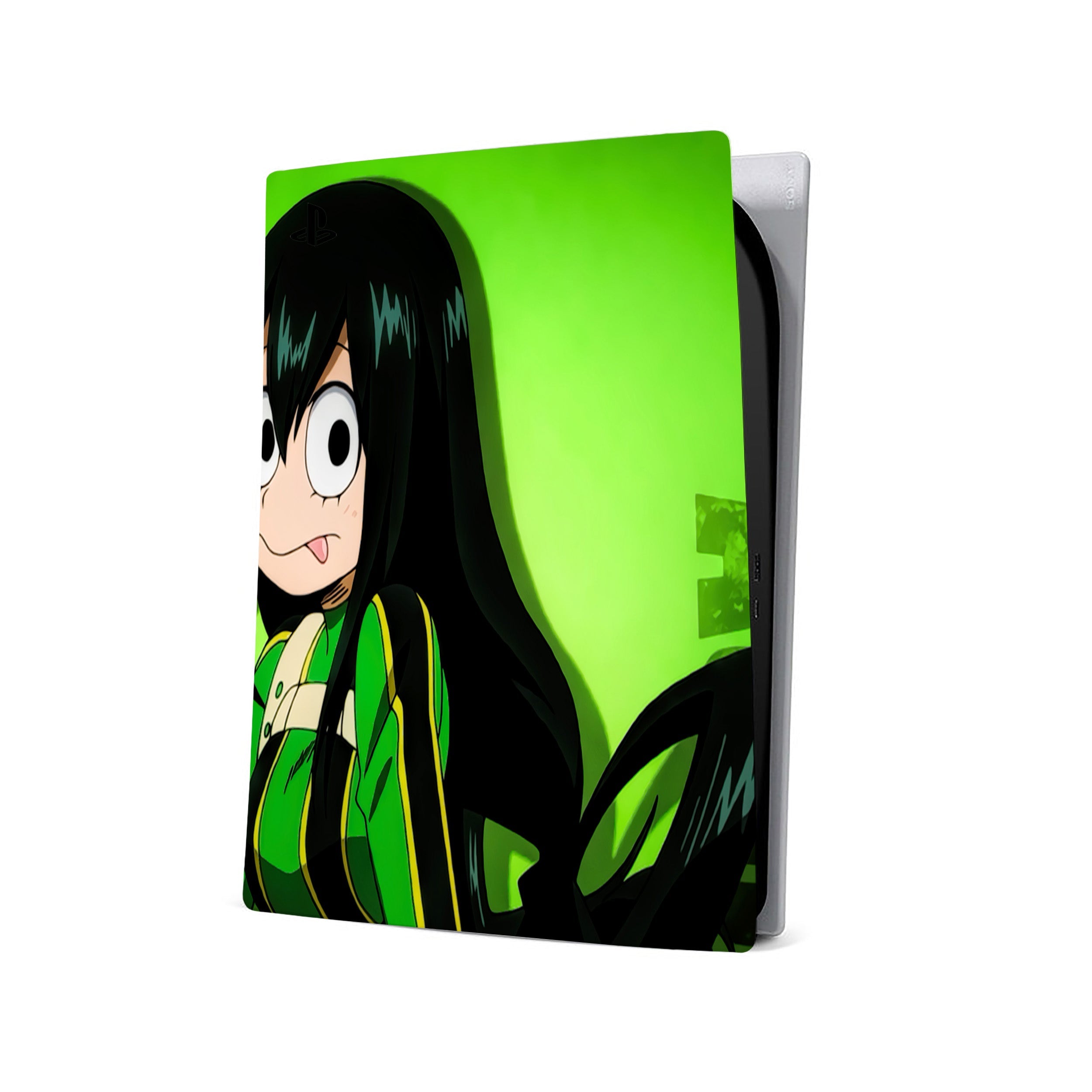 A video game skin featuring a My Hero Academia Tsuyu Asui design for the PS5.