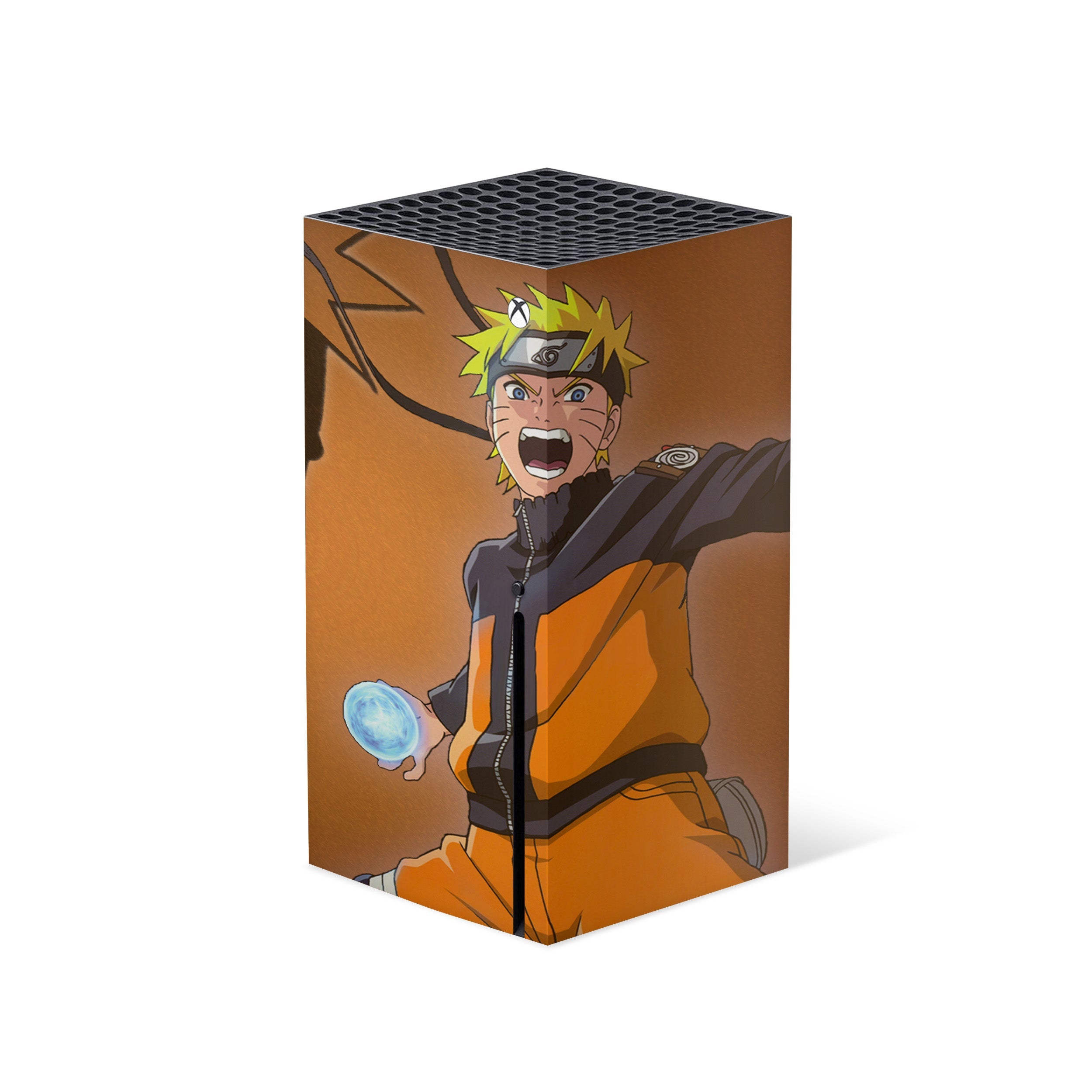 A video game skin featuring a Naruto design for the Xbox Series X.