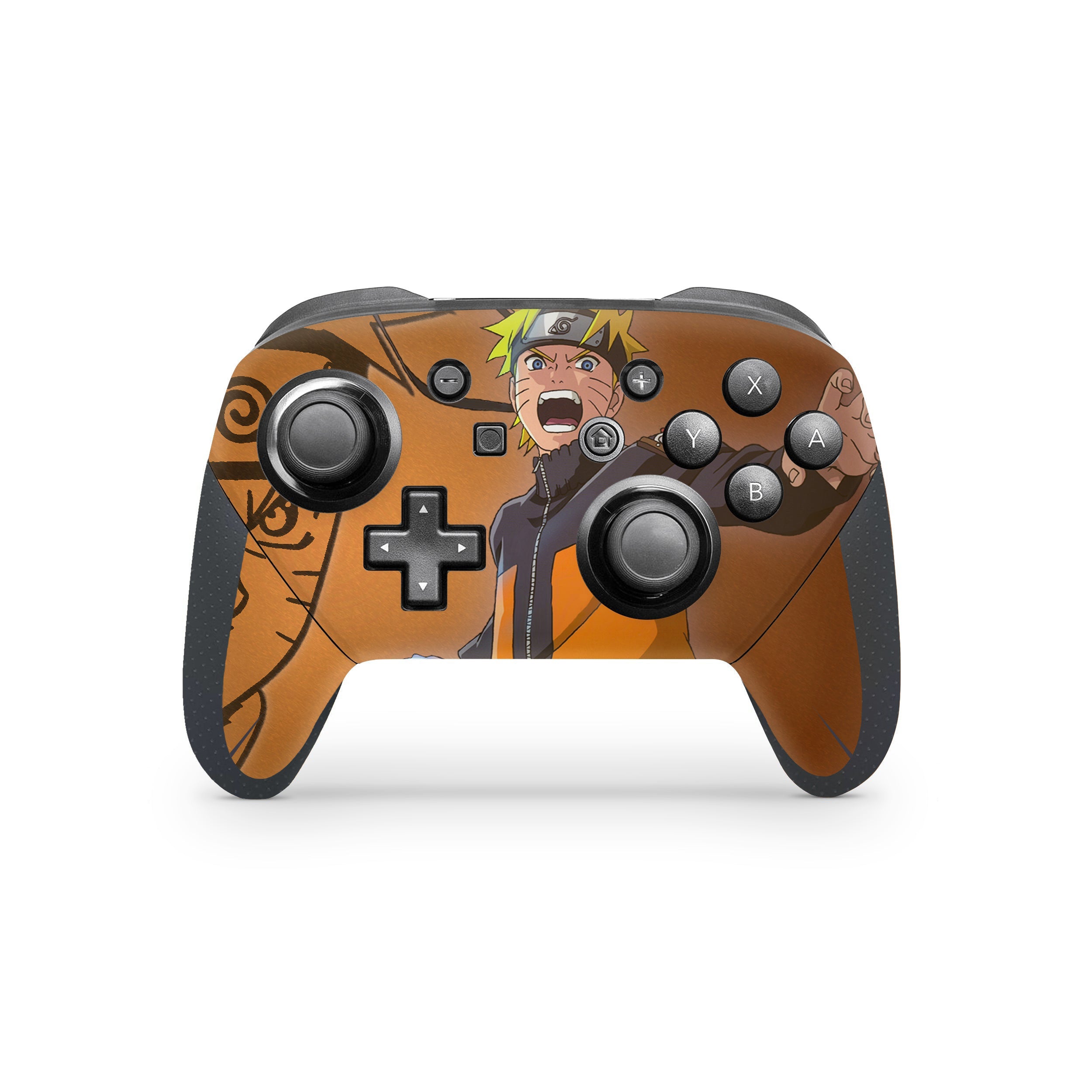 A video game skin featuring a Naruto design for the Switch Pro Controller.