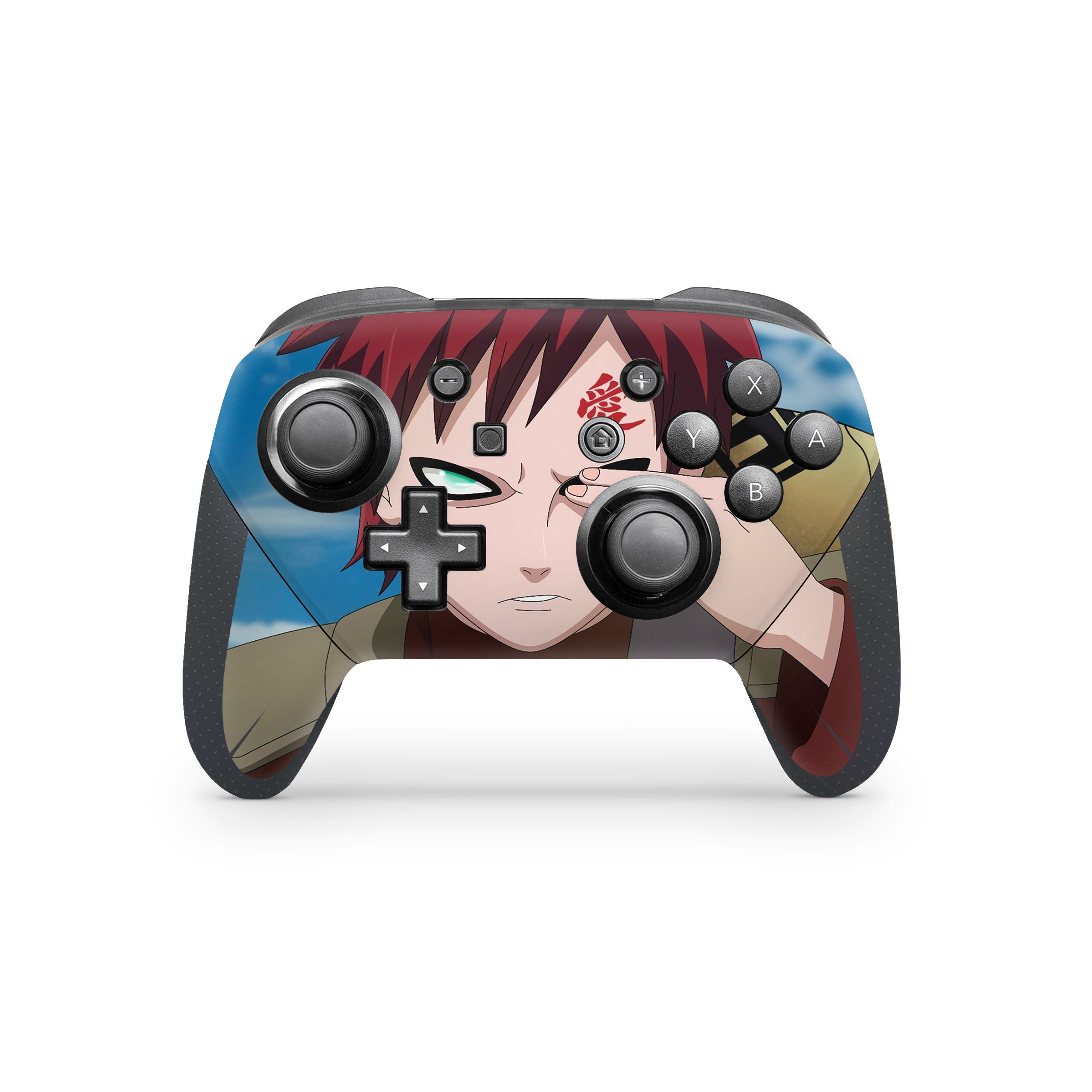 A video game skin featuring a Naruto Gaara design for the Switch Pro Controller.