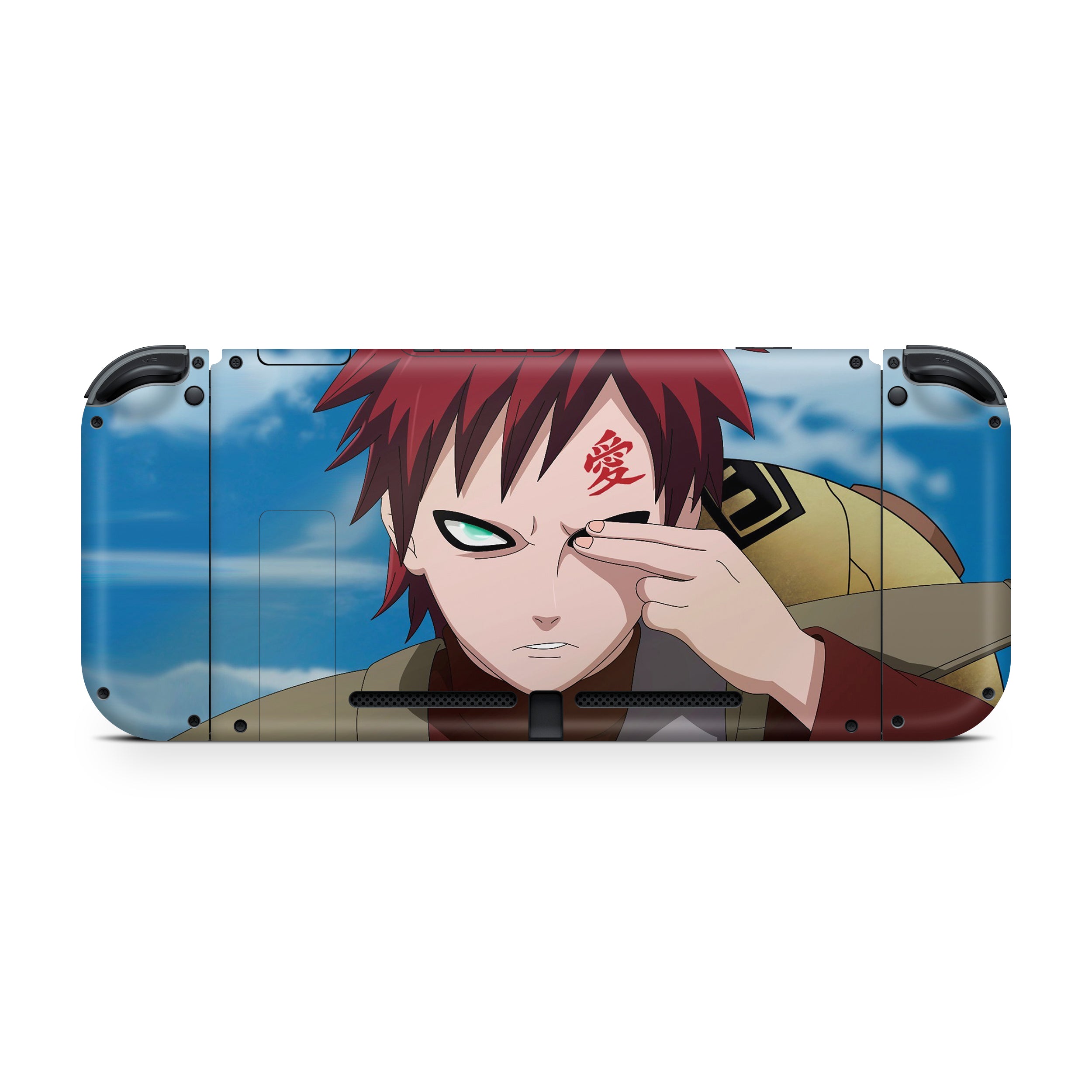 A video game skin featuring a Naruto Gaara design for the Nintendo Switch.
