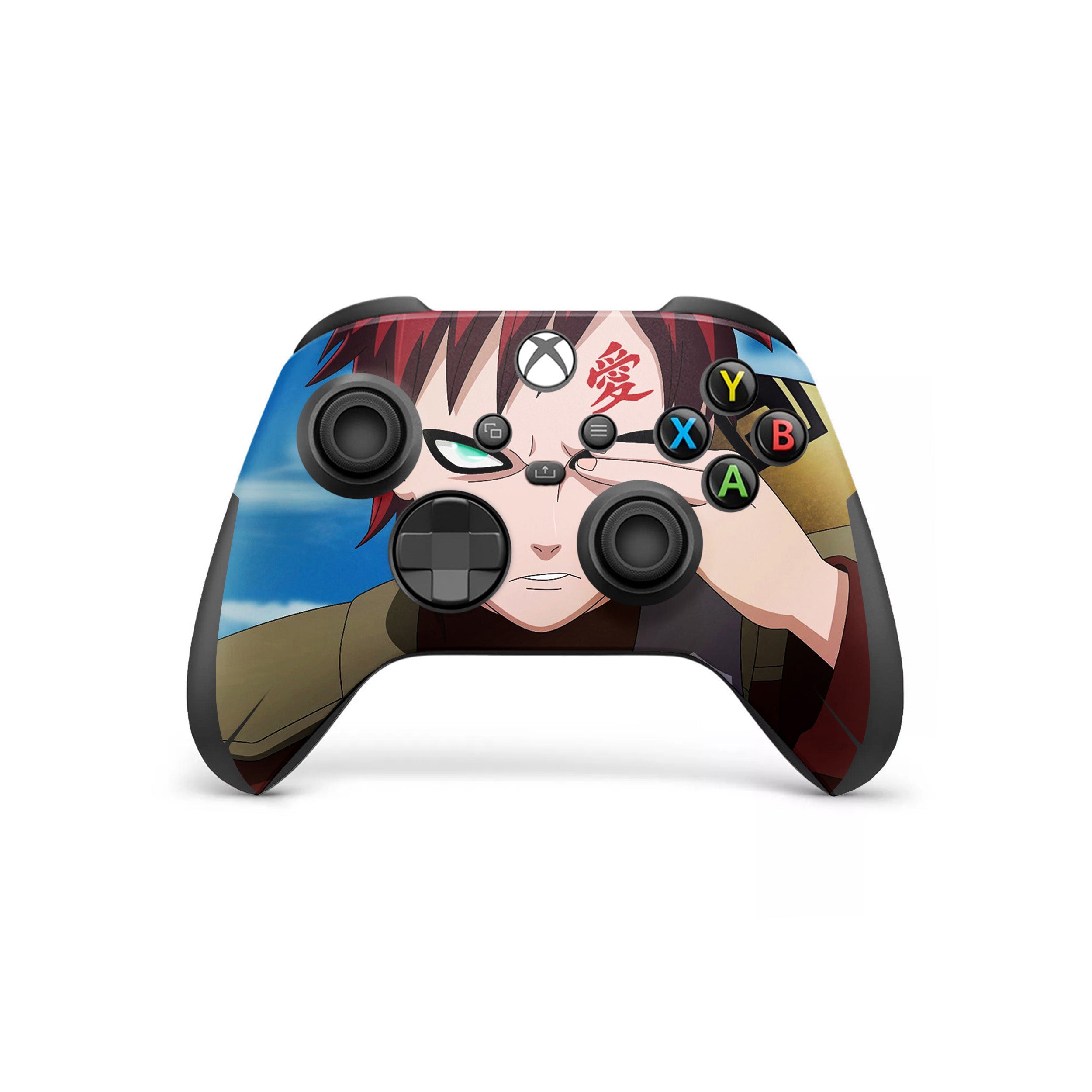 A video game skin featuring a Naruto Gaara design for the Xbox Wireless Controller.
