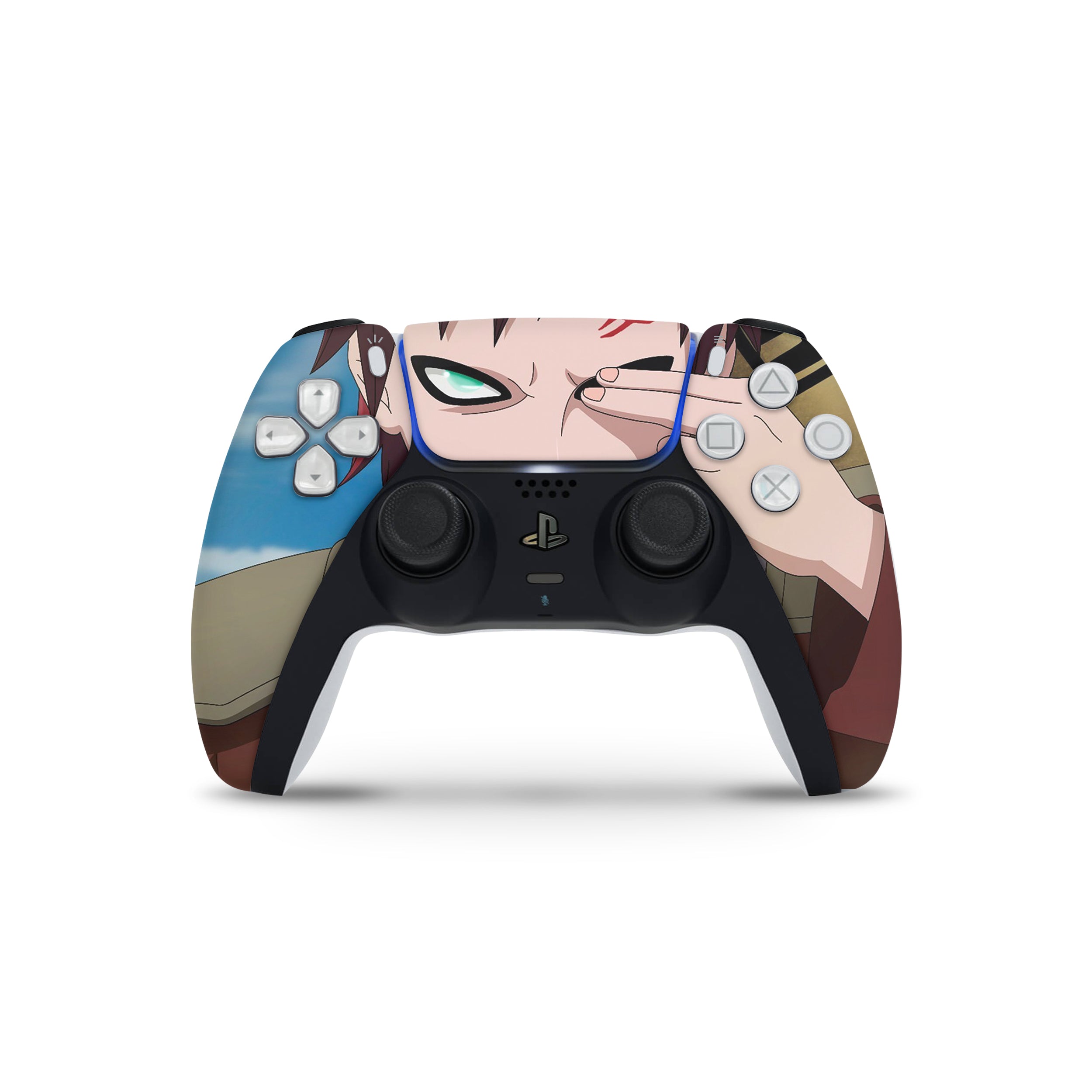 A video game skin featuring a Naruto Gaara design for the PS5 DualSense Controller.