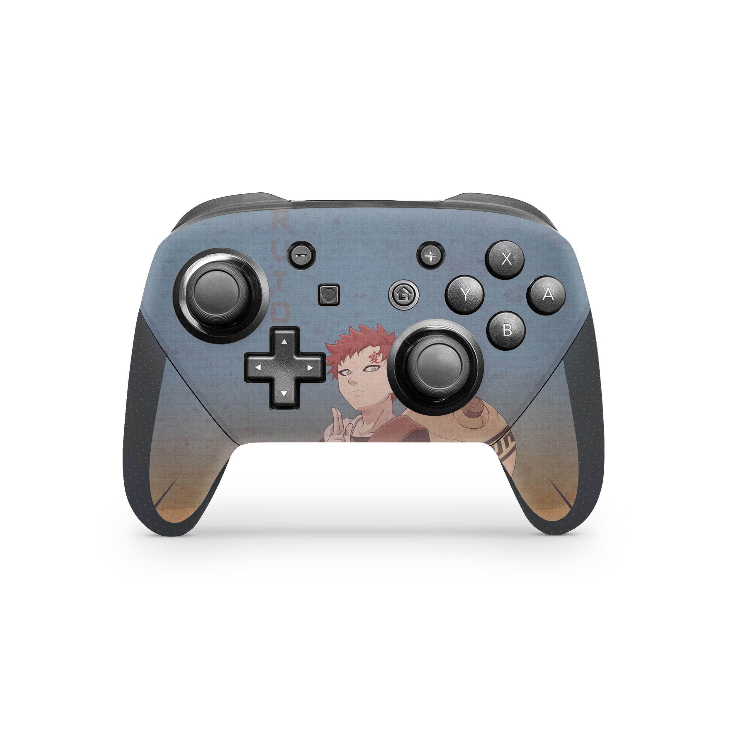 A video game skin featuring a Naruto Gaara design for the Switch Pro Controller.