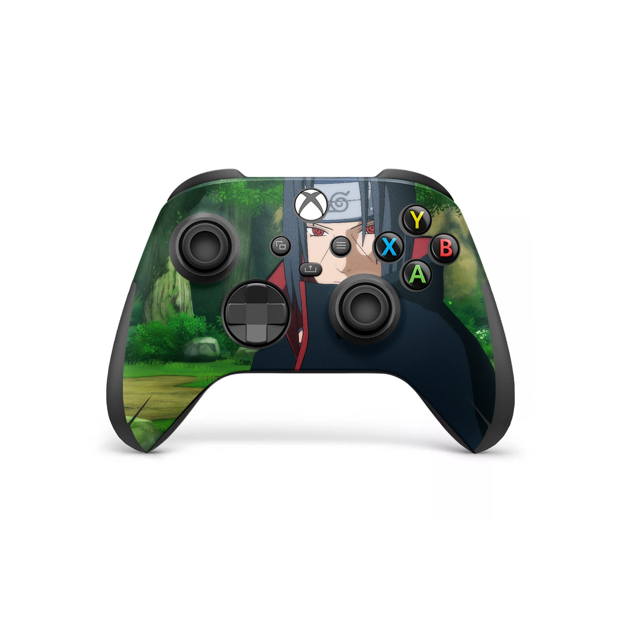 A video game skin featuring a Naruto Itachi design for the Xbox Wireless Controller.