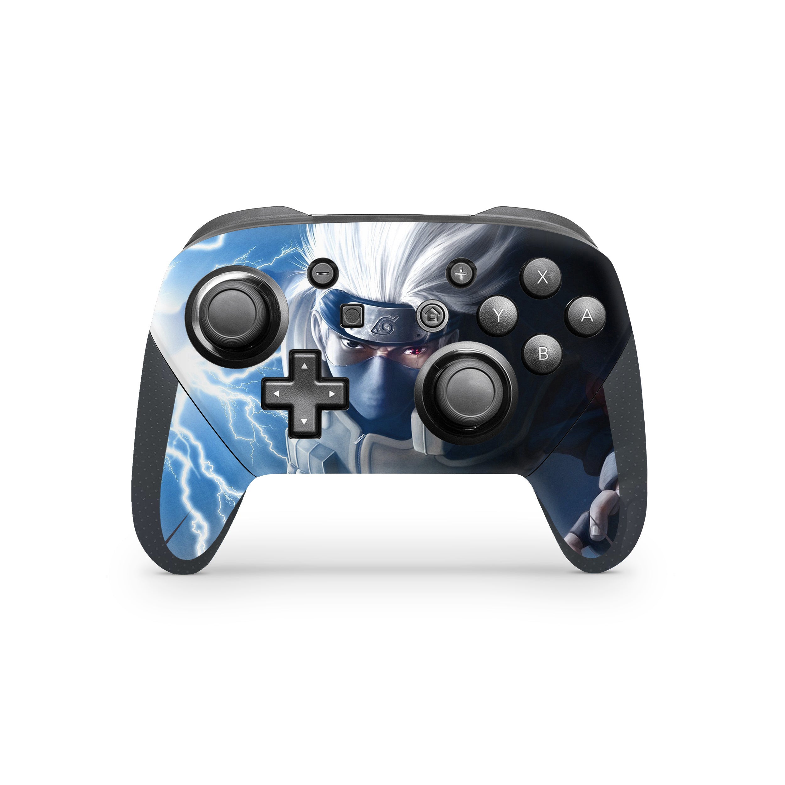A video game skin featuring a Naruto Kakashi design for the Switch Pro Controller.