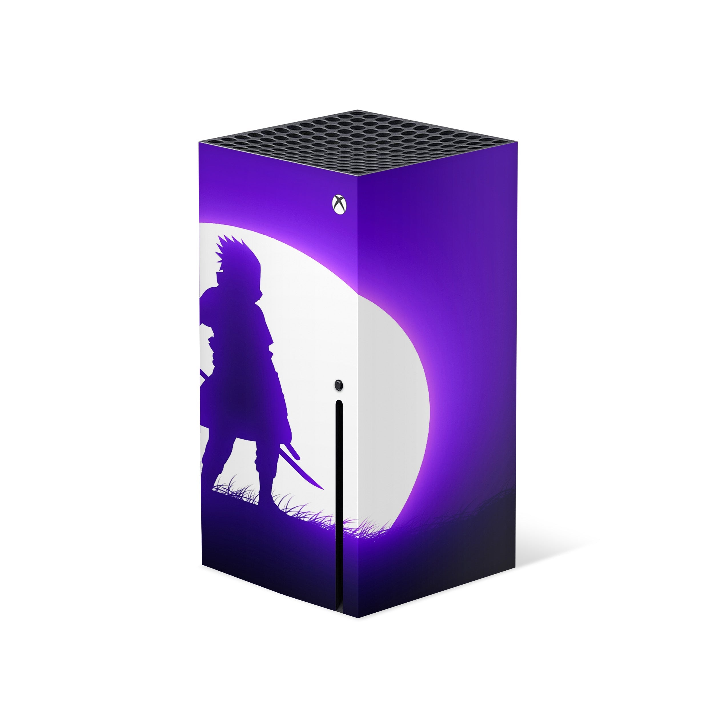 A video game skin featuring a Naruto Sasuke design for the Xbox Series X.