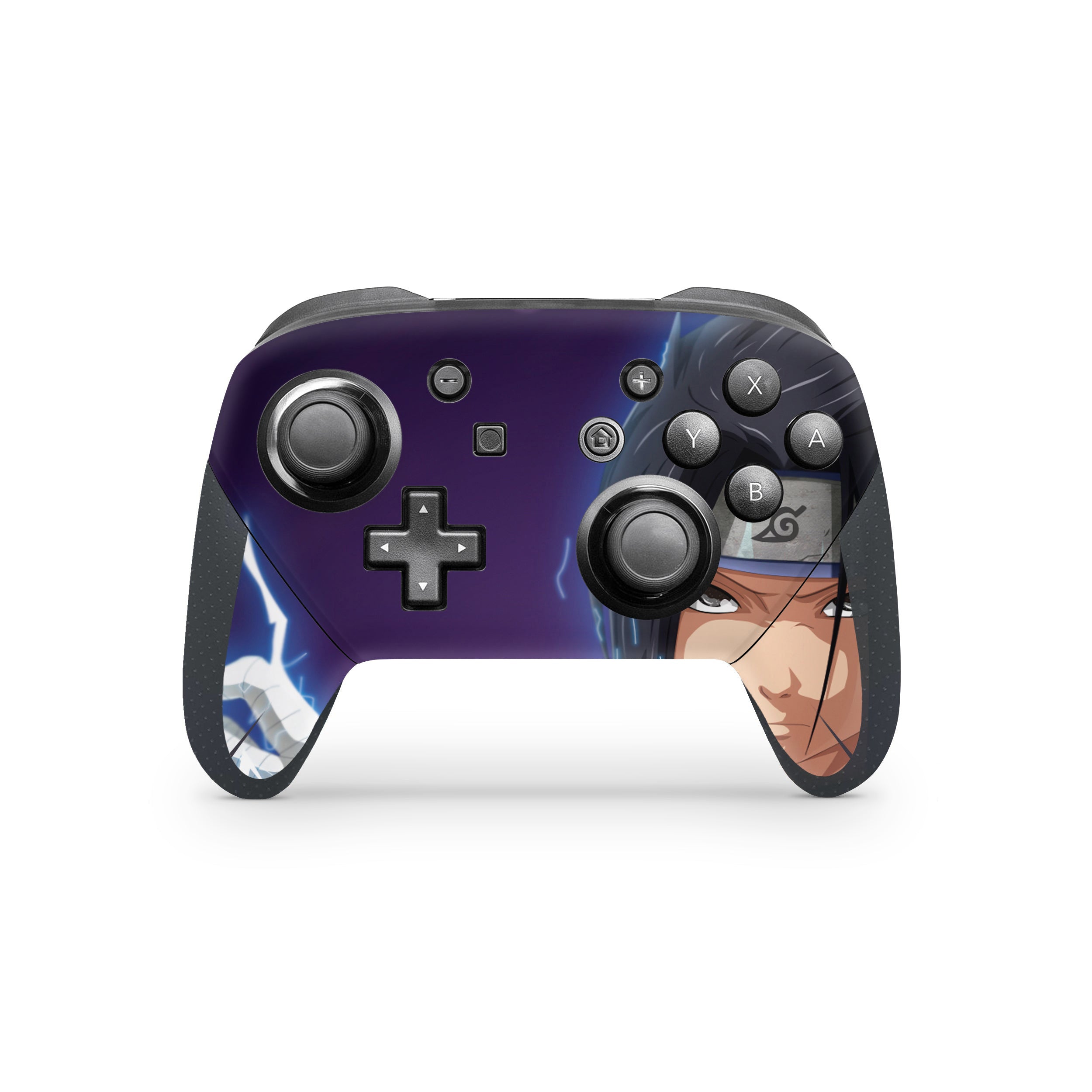 A video game skin featuring a Naruto Sasuke design for the Switch Pro Controller.