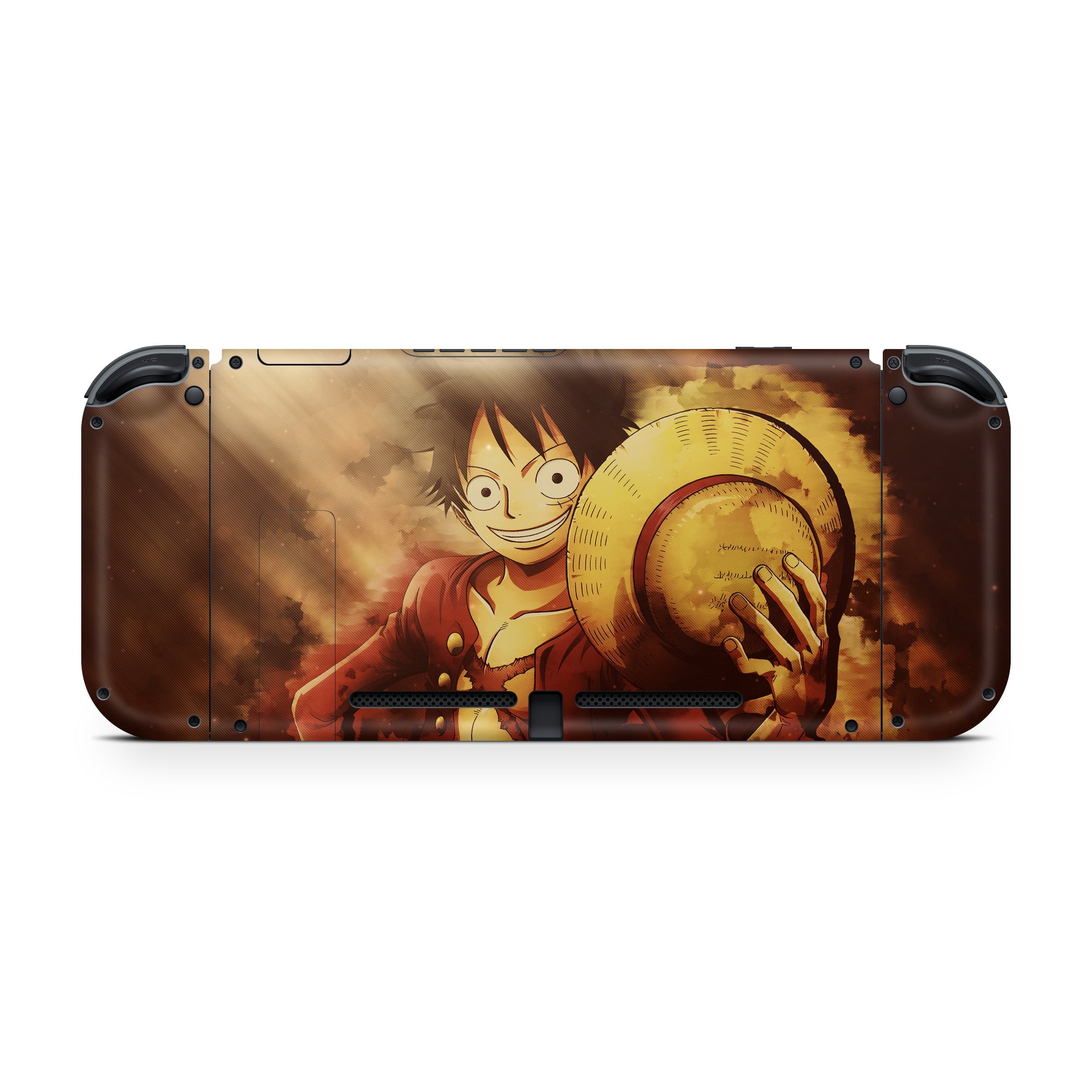 A video game skin featuring a One Piece Monkey D Luffy design for the Nintendo Switch.