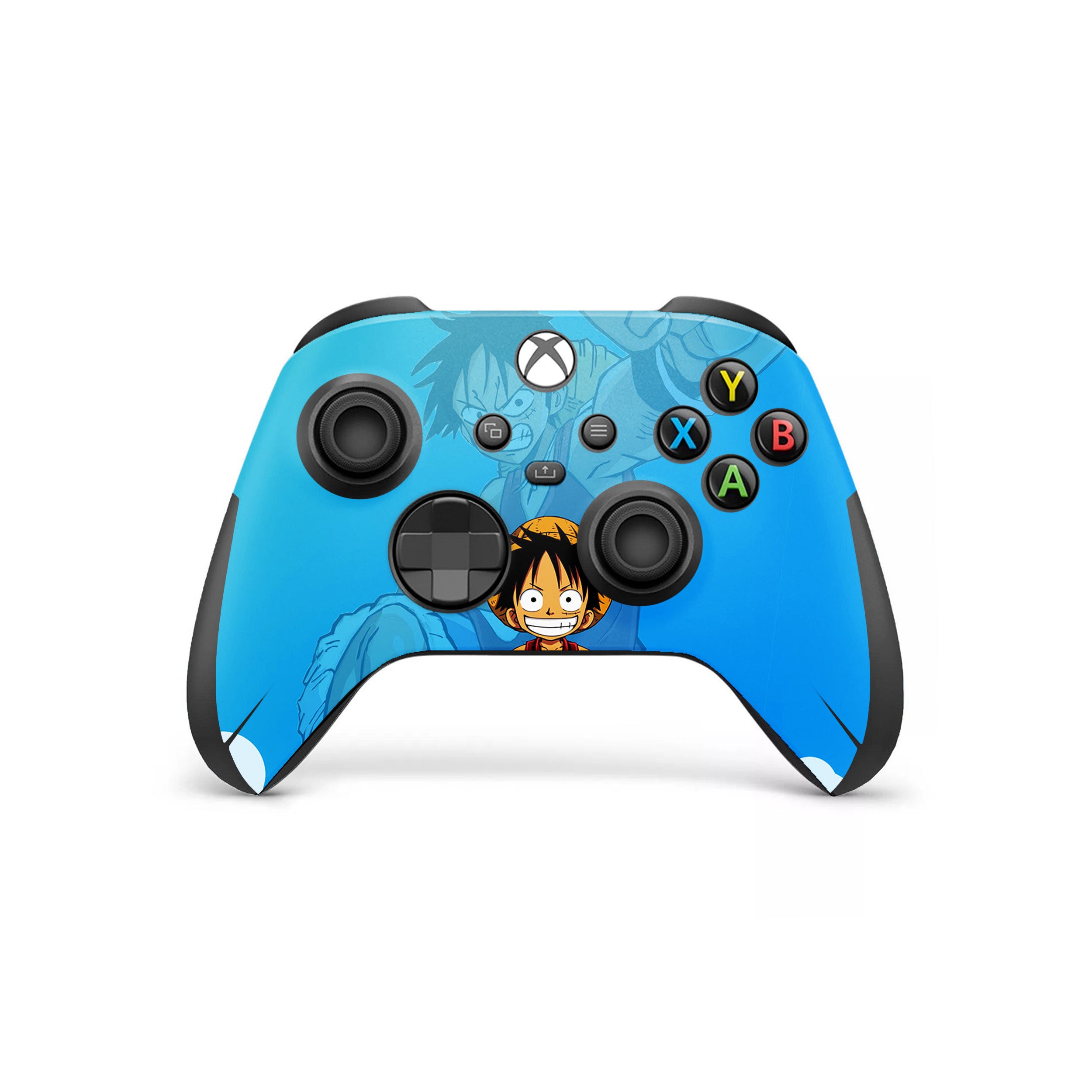 A video game skin featuring a One Piece Monkey D Luffy design for the Xbox Wireless Controller.