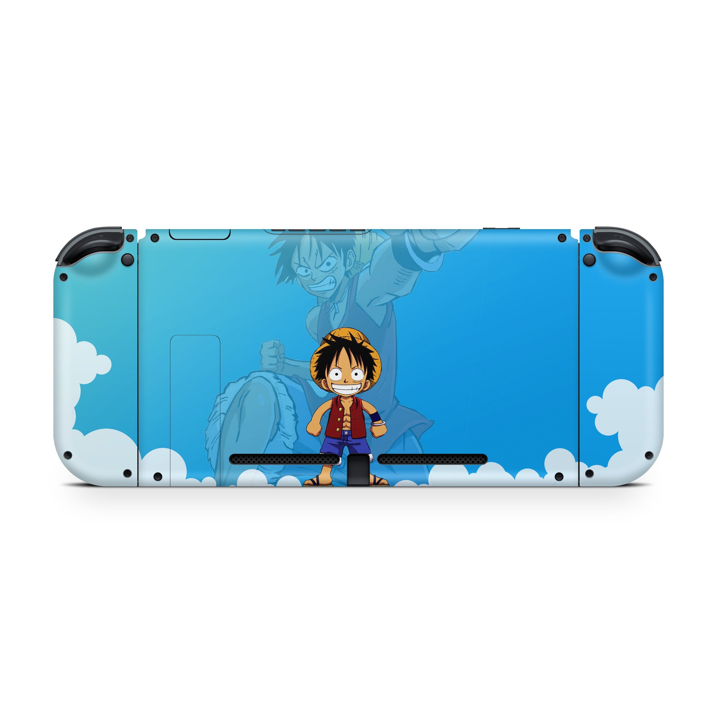 A video game skin featuring a One Piece Monkey D Luffy design for the Nintendo Switch.
