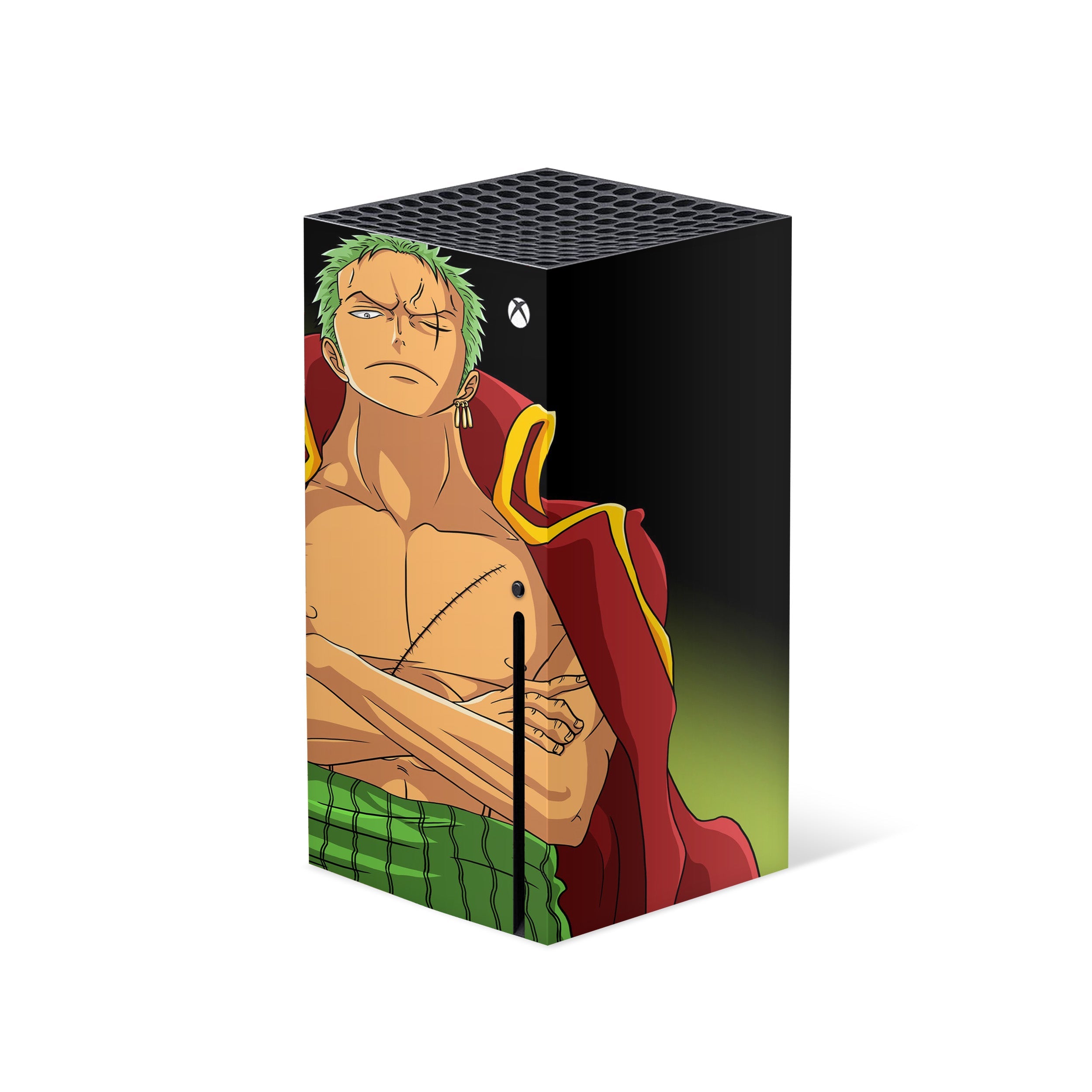A video game skin featuring a One Piece Zoro Roronoa design for the Xbox Series X.