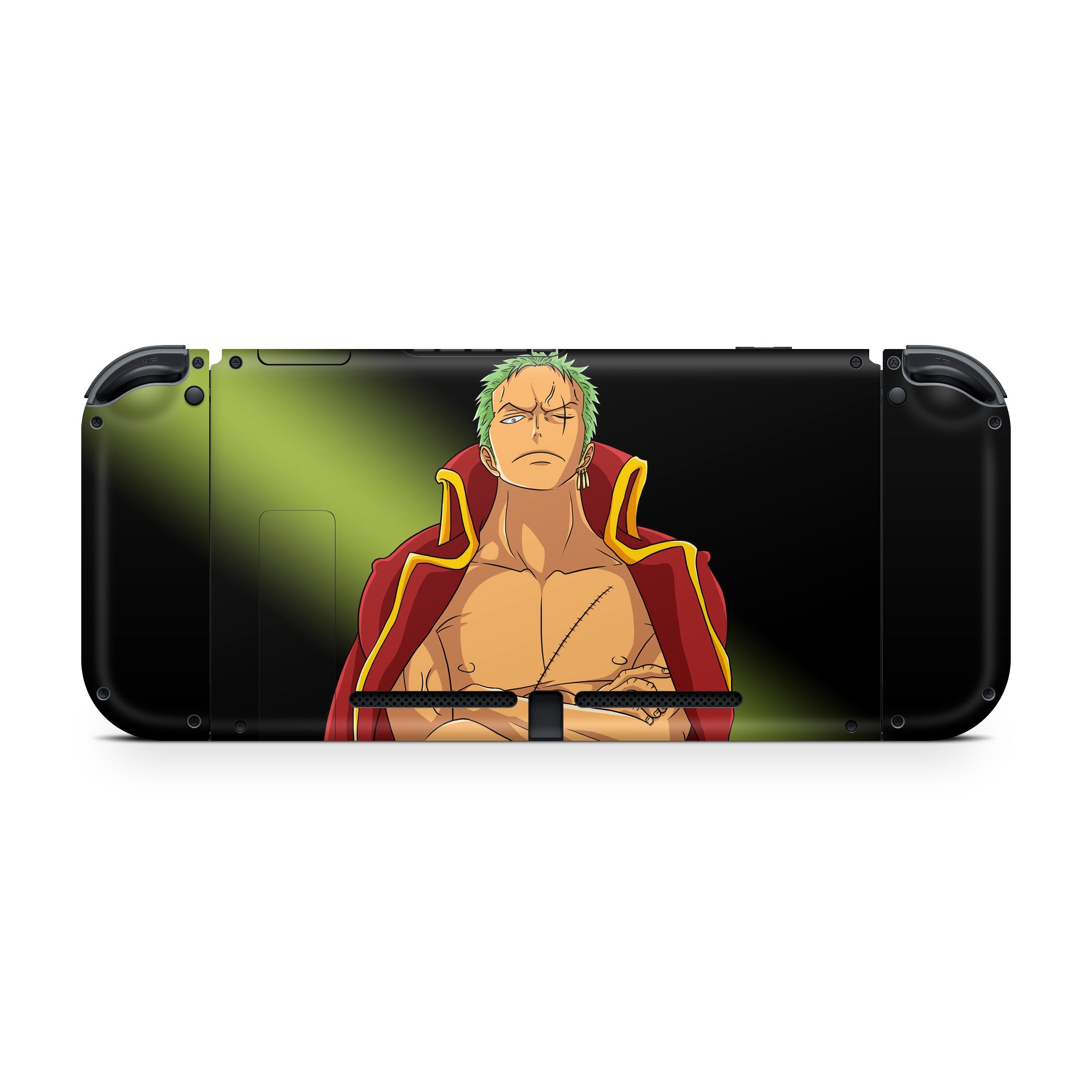 A video game skin featuring a One Piece Zoro Roronoa design for the Nintendo Switch.