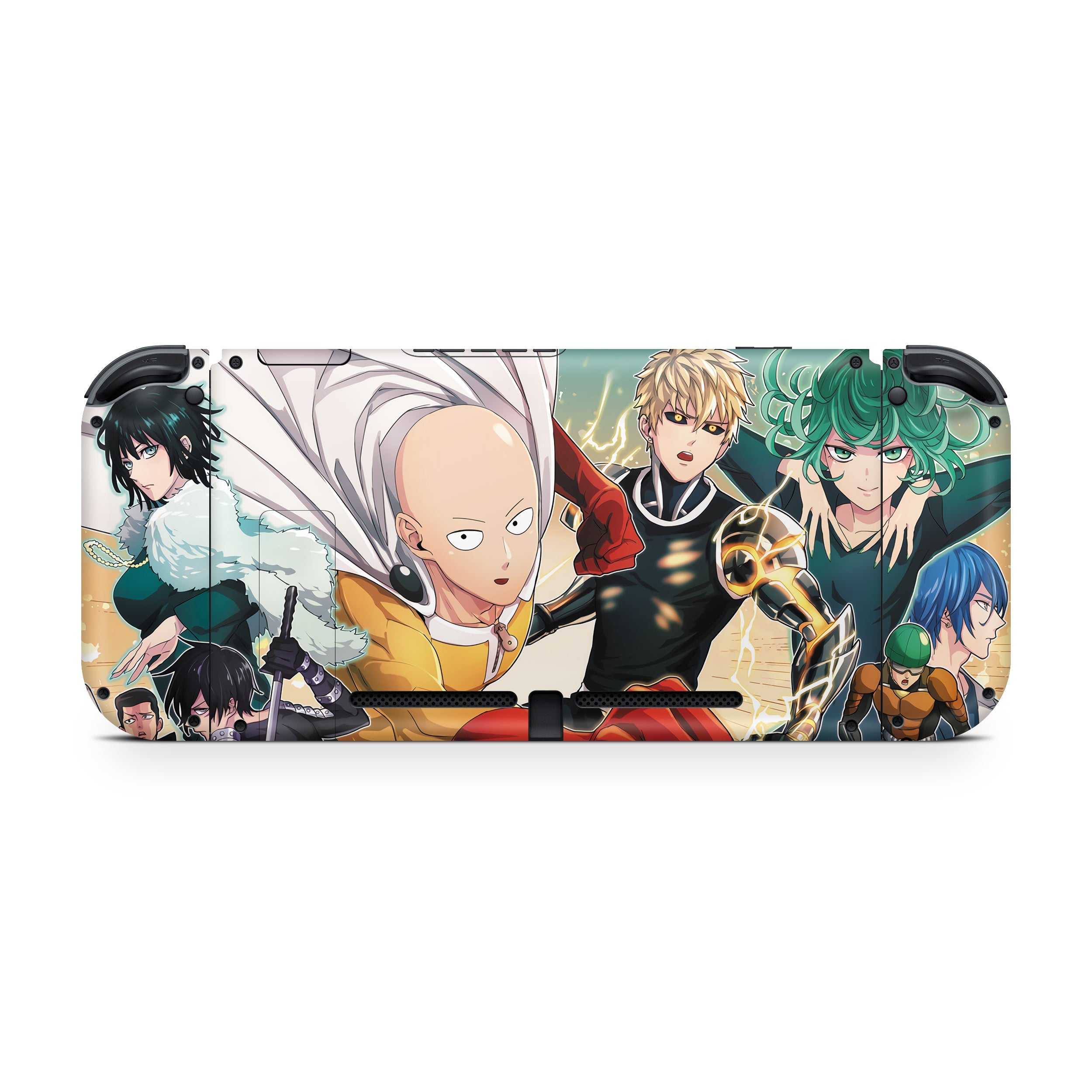A video game skin featuring a One Punch Man design for the Nintendo Switch.