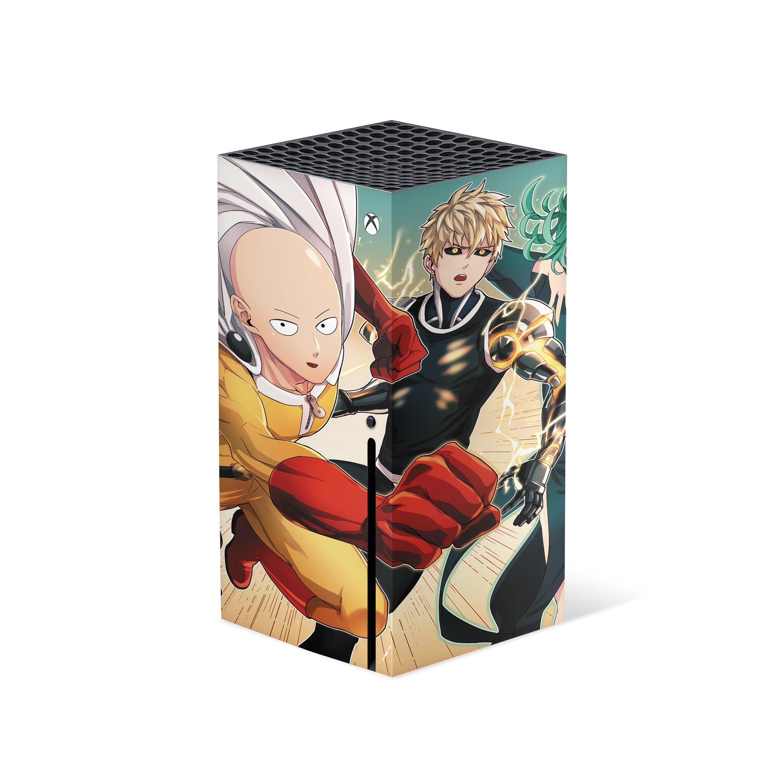A video game skin featuring a One Punch Man design for the Xbox Series X.